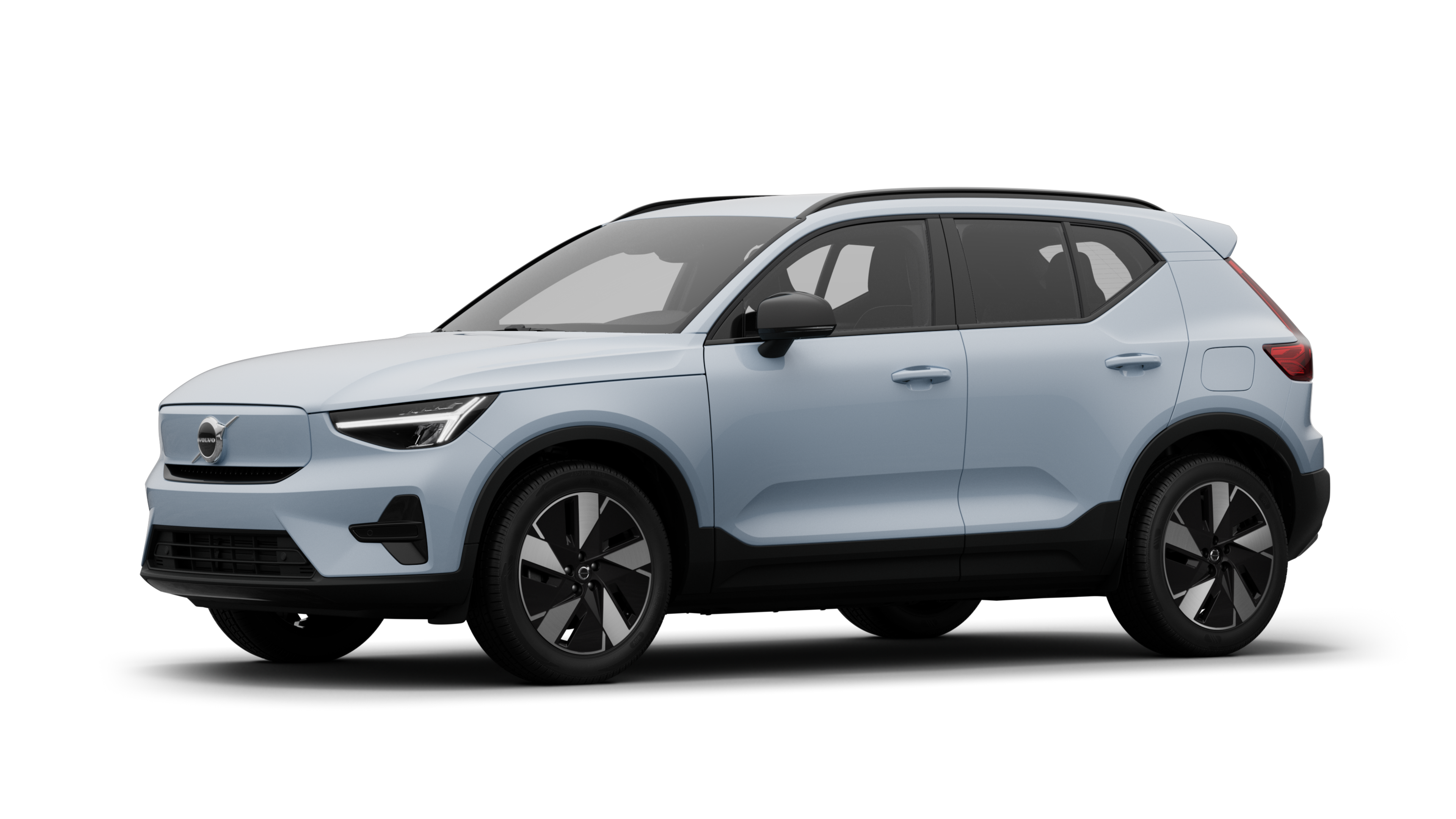 Volvo avtomobil eksteryer üç dörddə bir baxışda, sadə studiya fonunda.