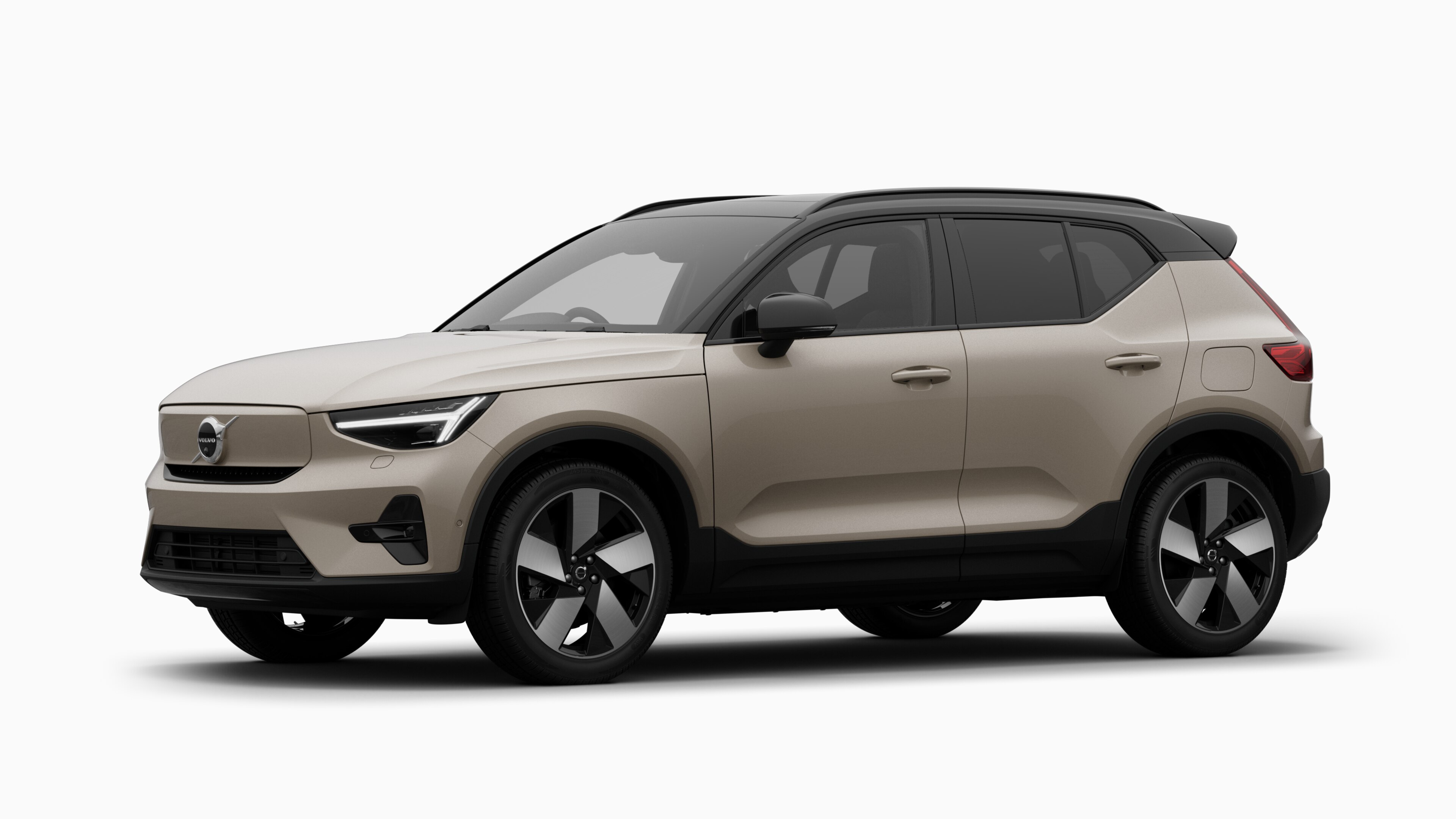 Volvo car exterior in three-quarter view, plain studio background.