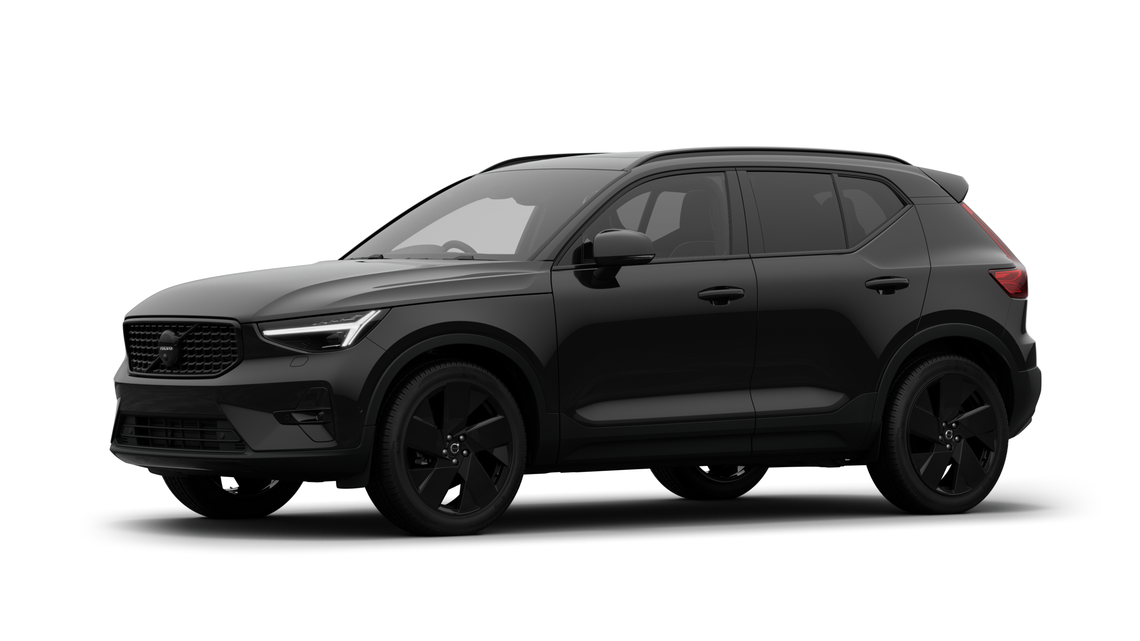 Volvo car exterior in three-quarter view, plain studio background.