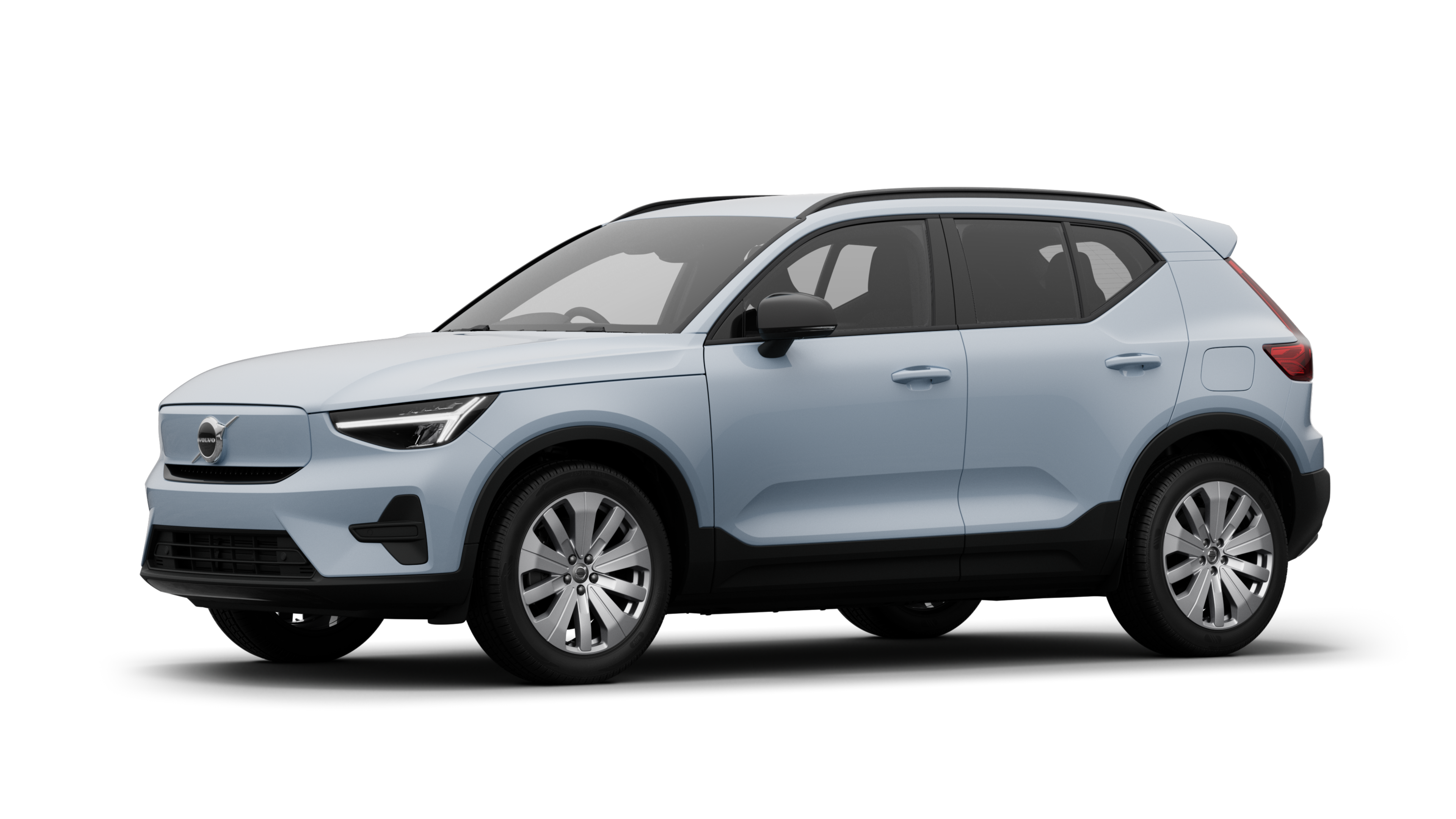 Volvo car exterior in three-quarter view, plain studio background.