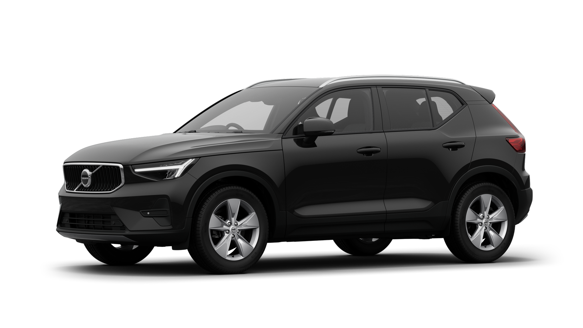 Volvo car exterior in three-quarter view, plain studio background.