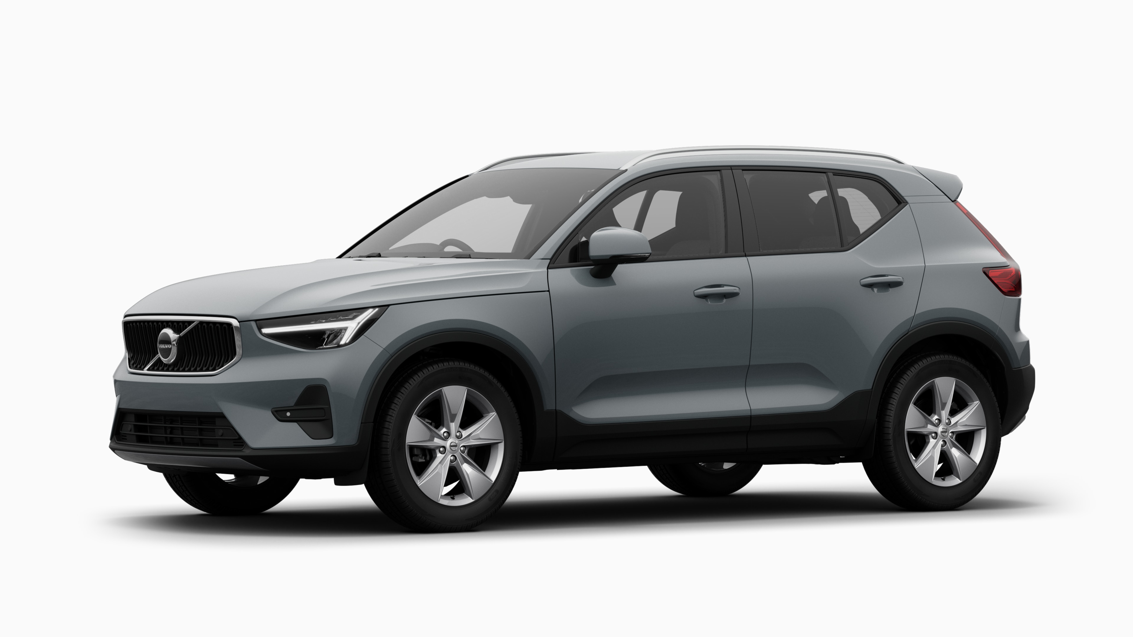 Volvo car exterior in three-quarter view, plain studio background.