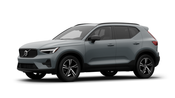 Volvo car exterior in three-quarter view, plain studio background.