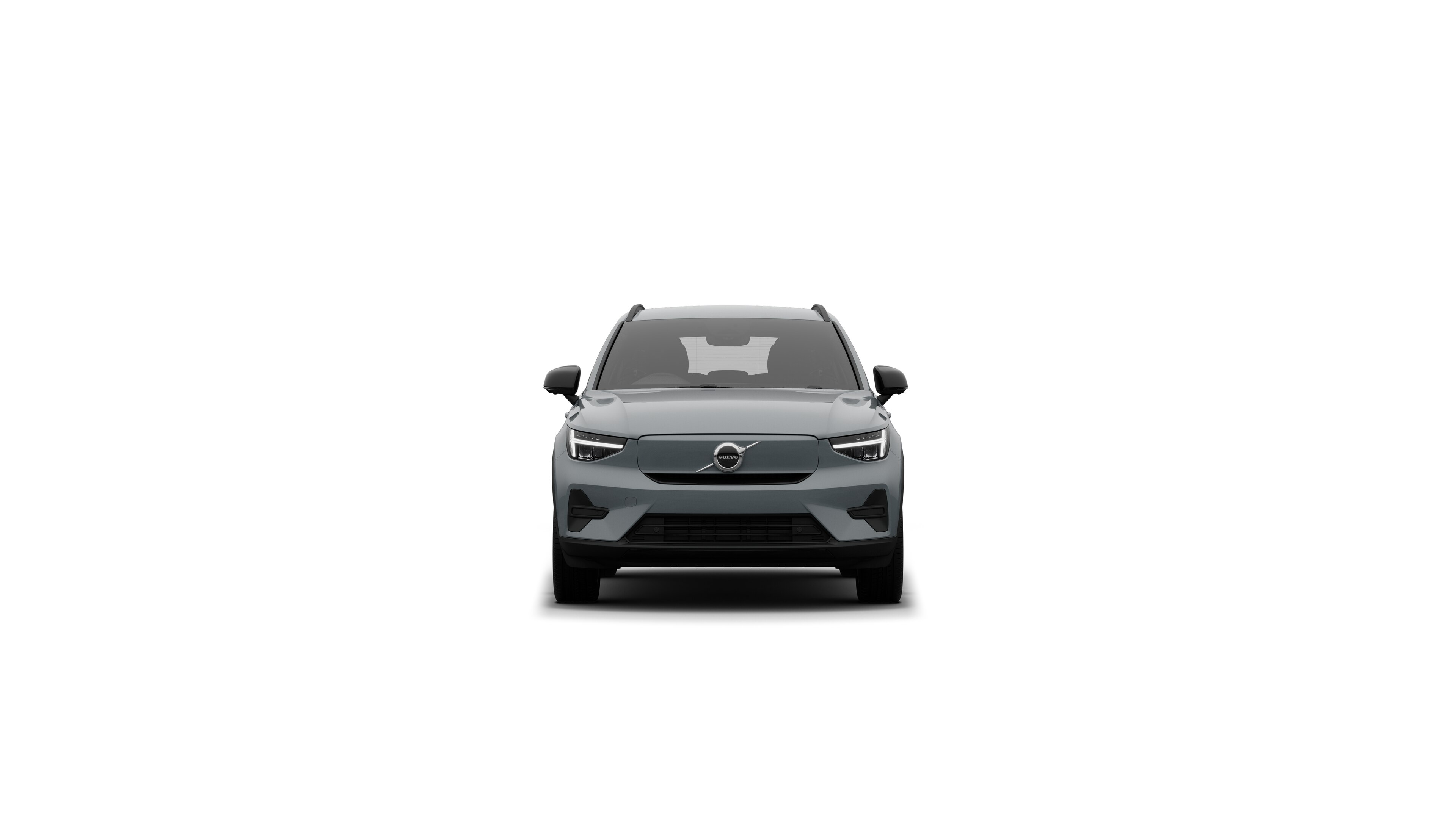 Volvo car front view in a plain studio background.
