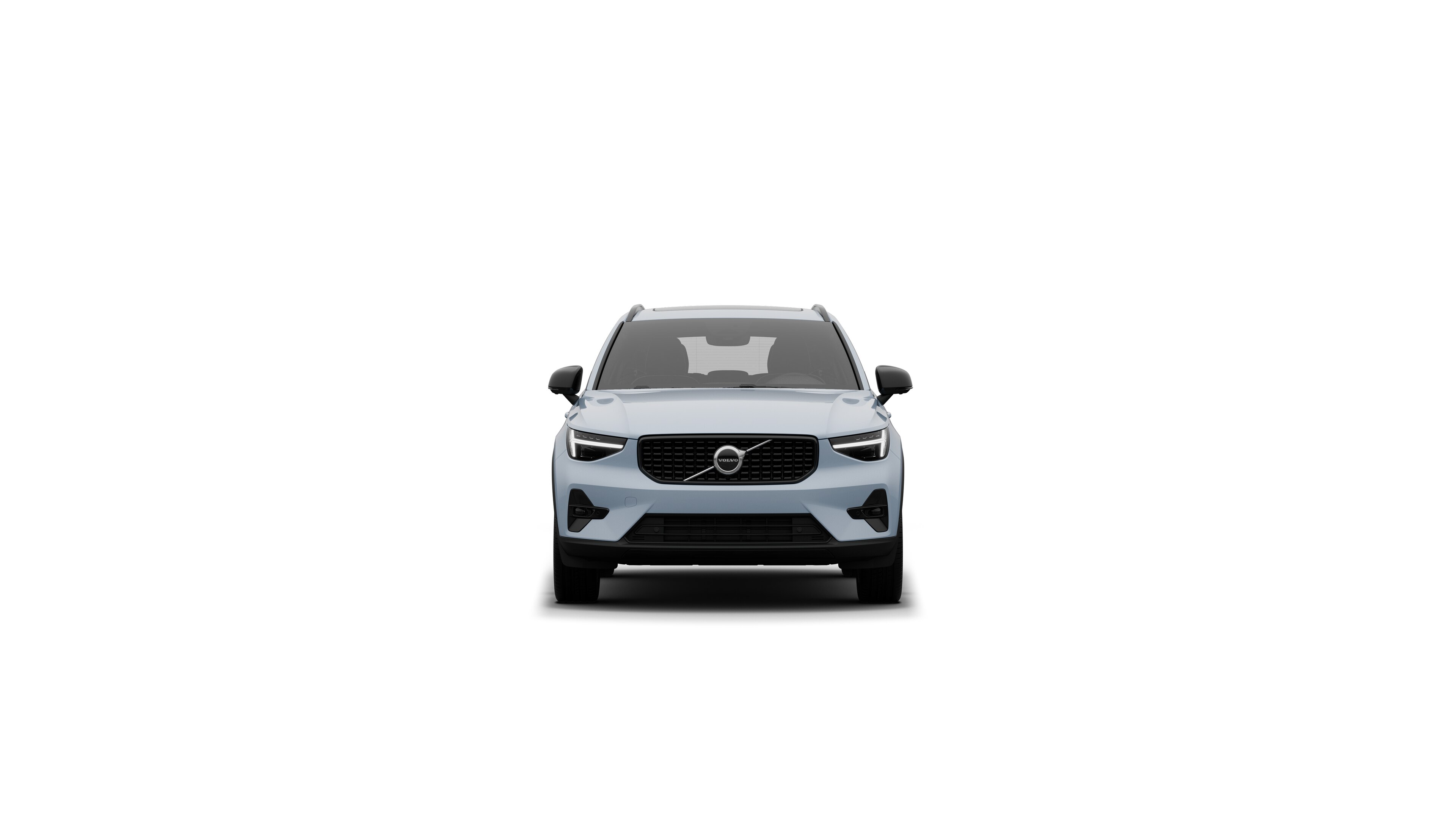 Volvo car front view in a plain studio background.
