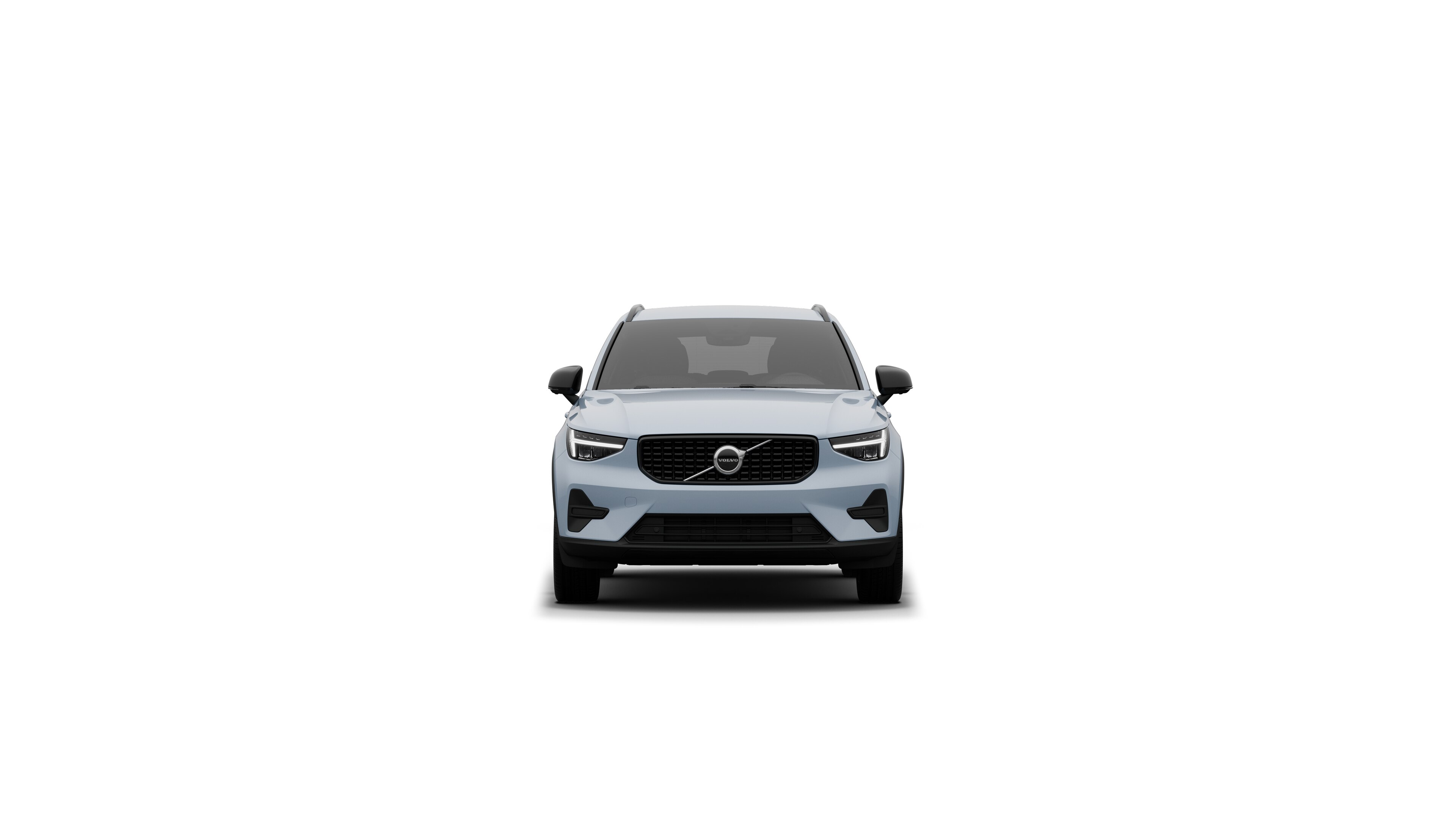 Volvo car front view in a plain studio background.