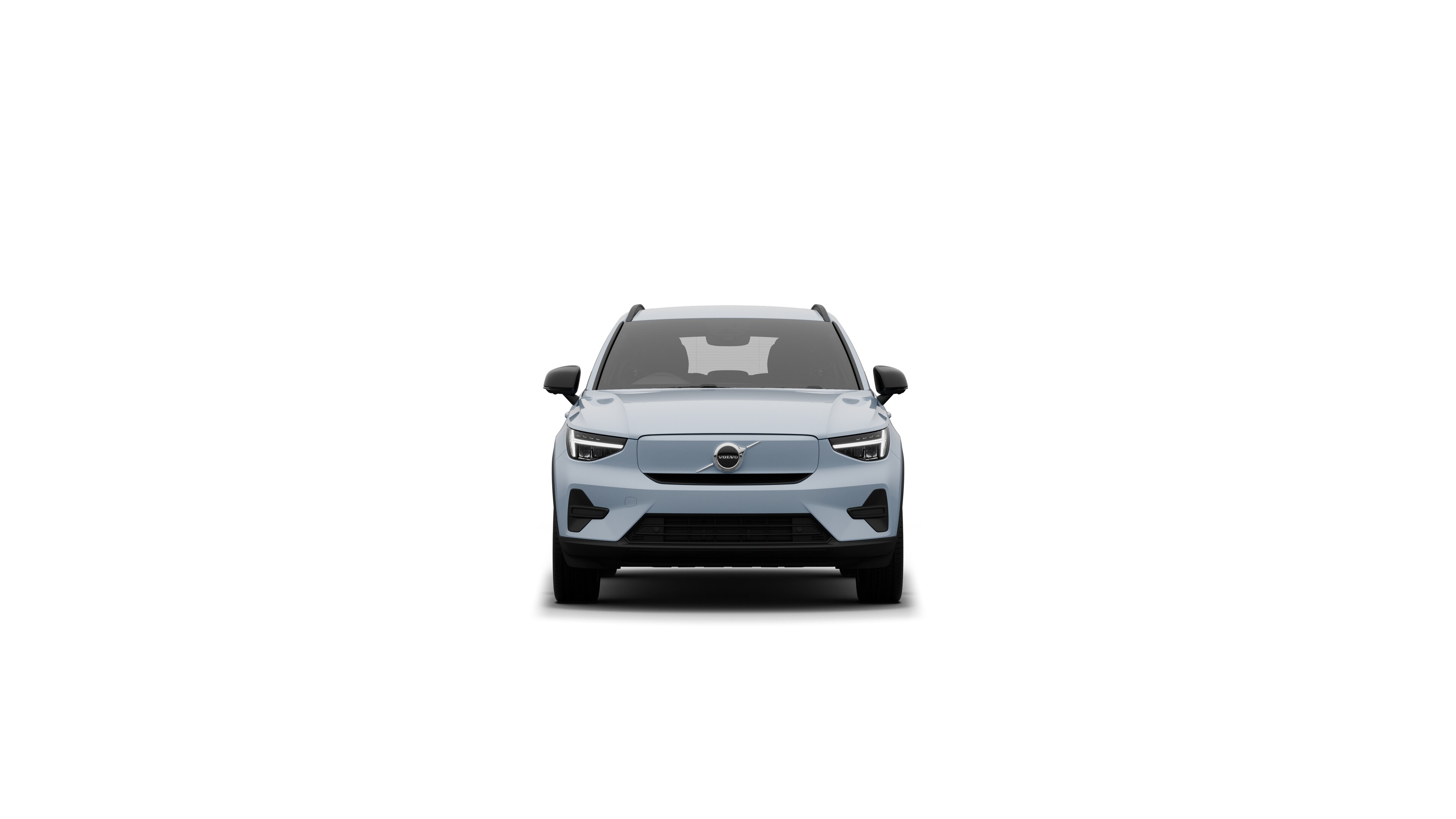Volvo car front view in a plain studio background.