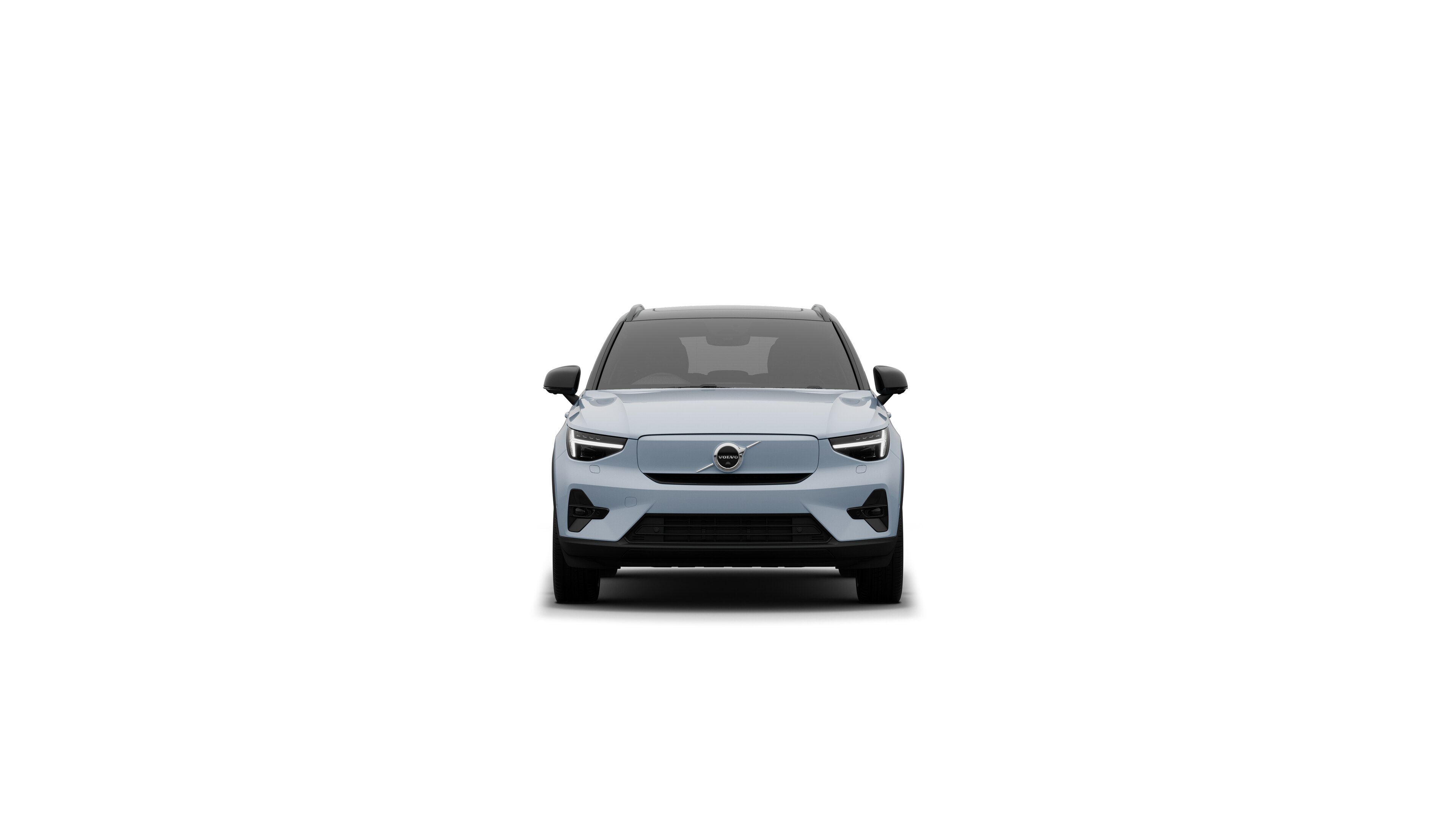 Volvo car front view in a plain studio background.