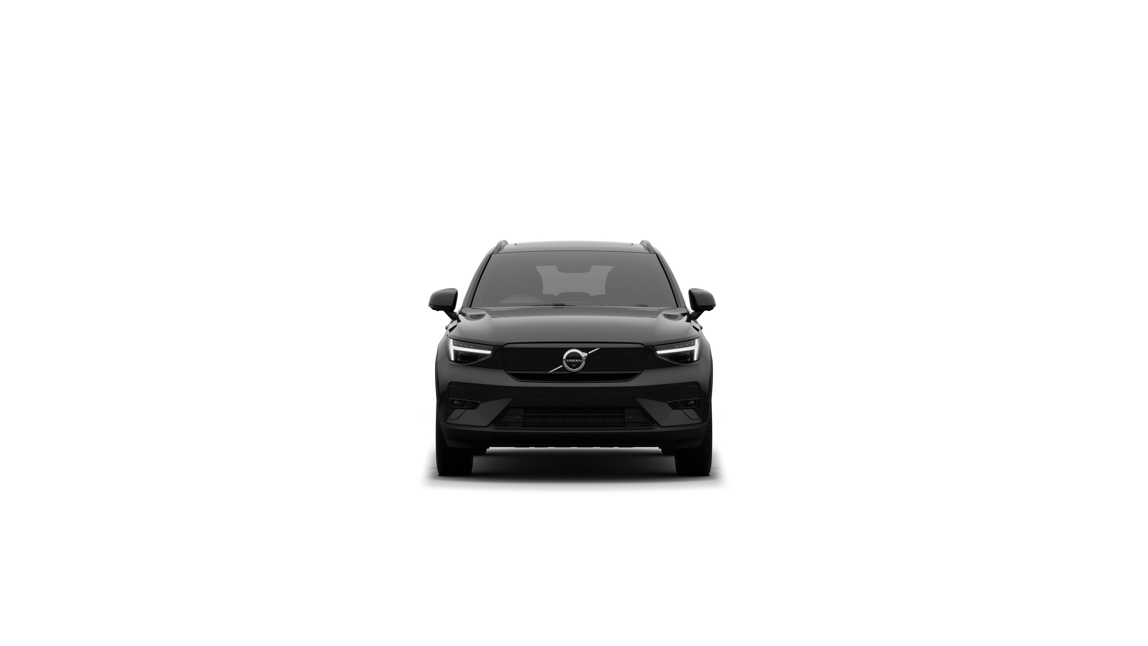 Volvo car front view in a plain studio background.