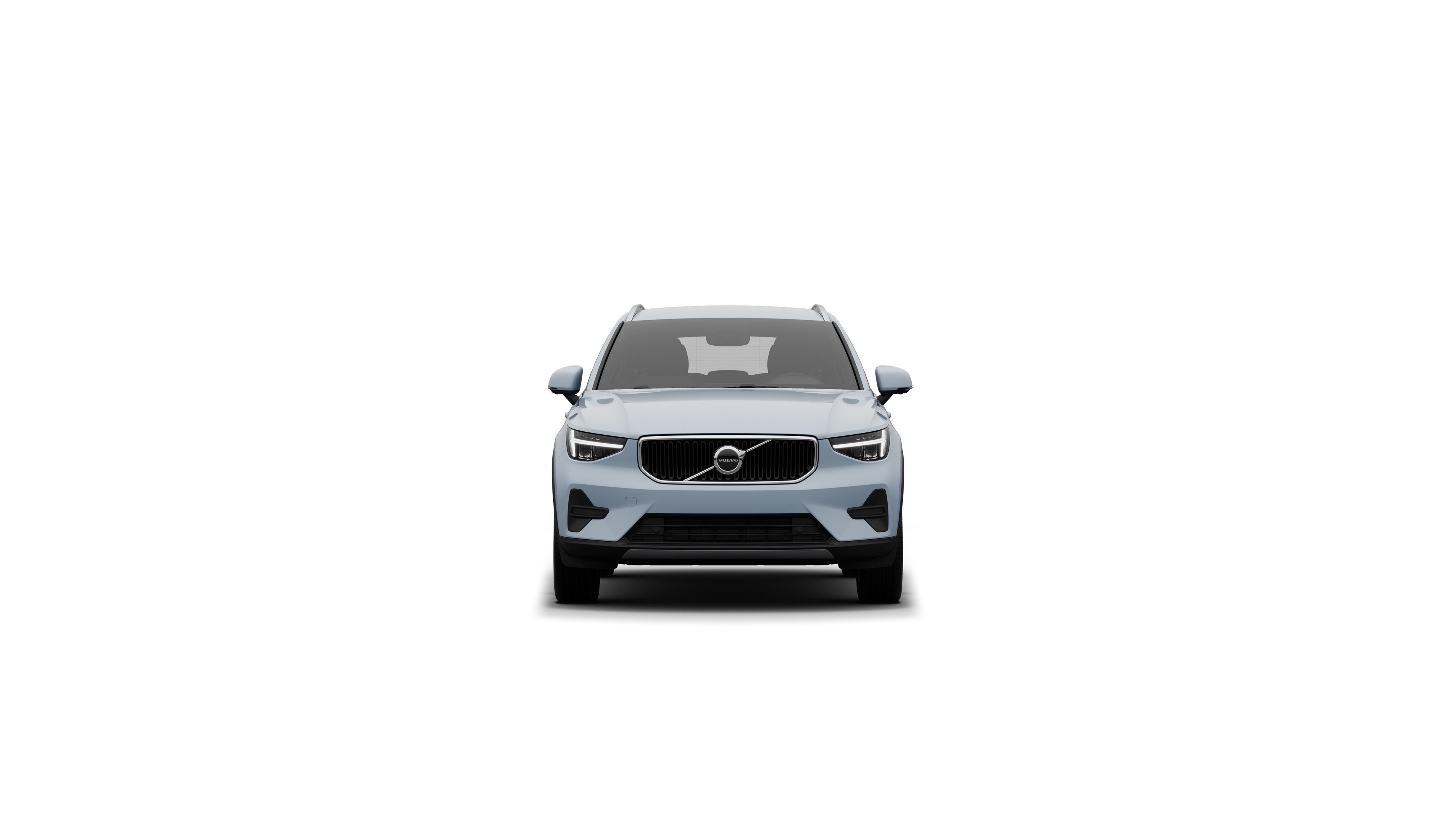 "Volvo" automobilio priekinis vaizdas paprastame studijos fone.