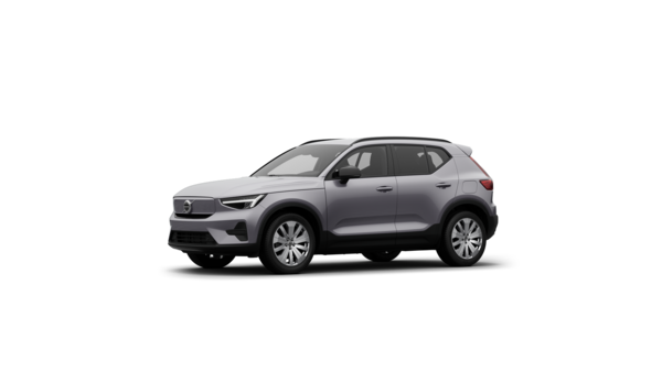 Vue de trois quarts de l’extérieur d’une Volvo sur un fond de studio uni.