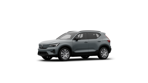 Vue de trois quarts de l’extérieur d’une Volvo sur un fond de studio uni.