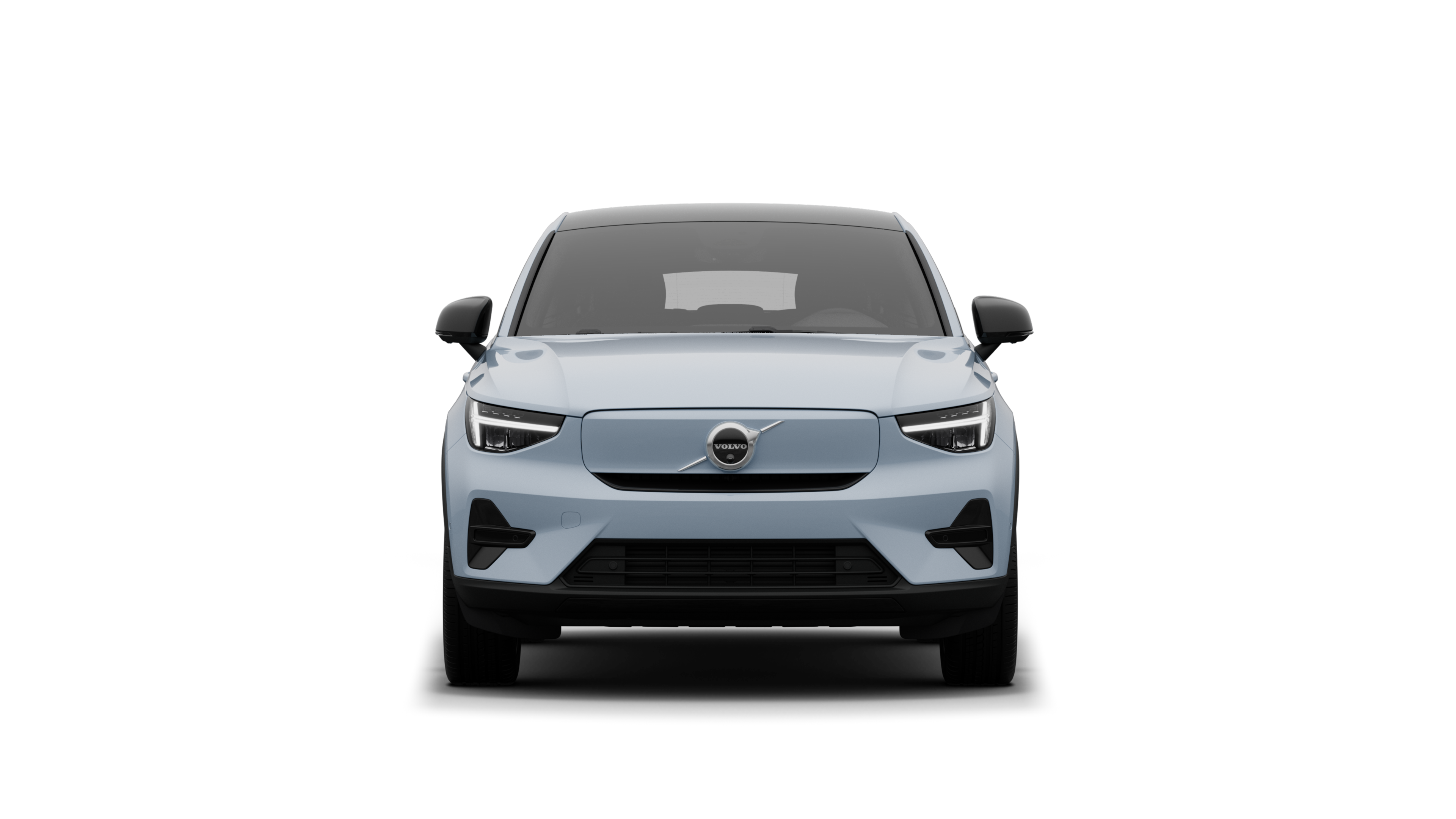 Front view of a Volvo car in a plain studio background.