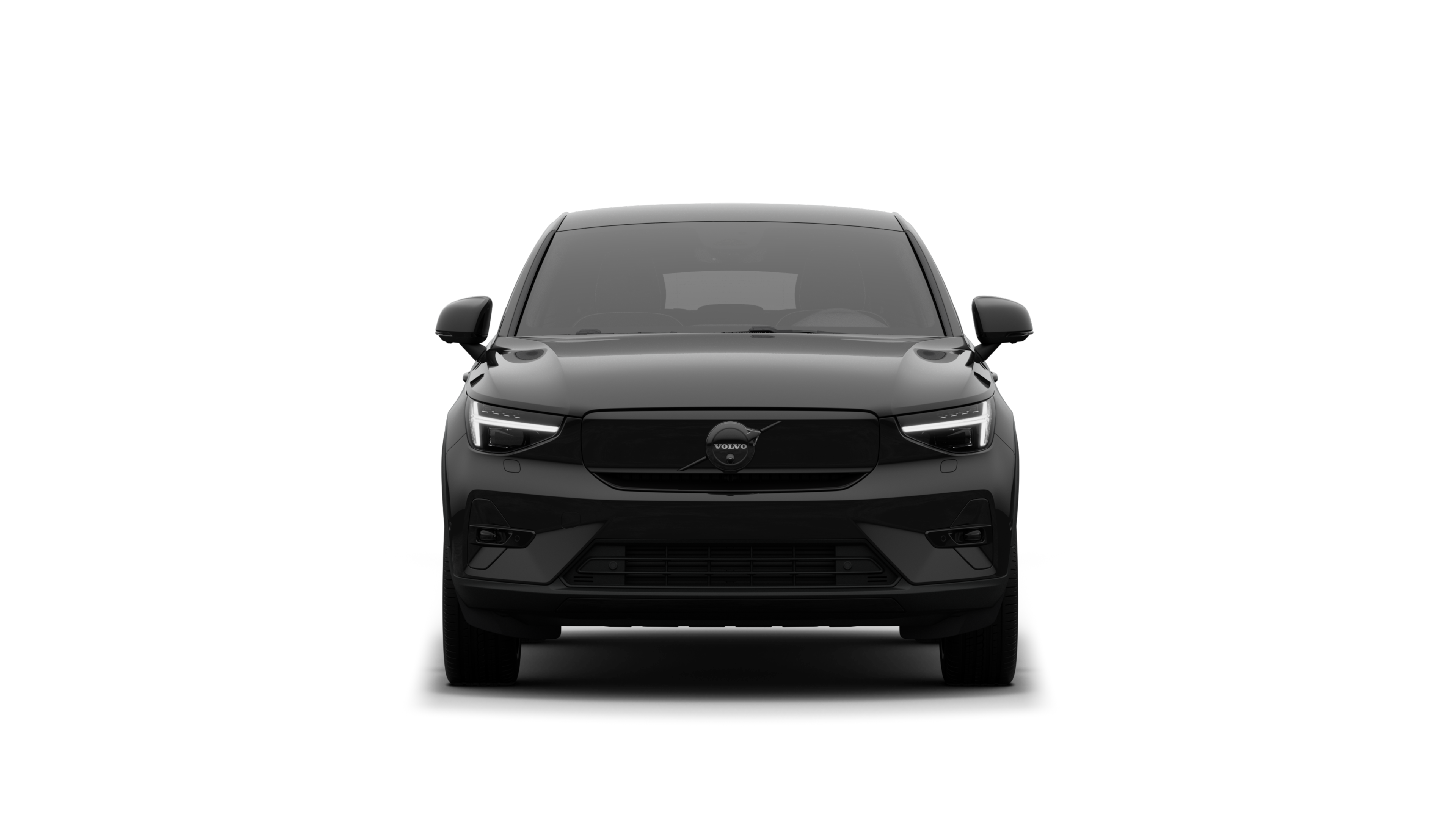 Front view of a Volvo car in a plain studio background.