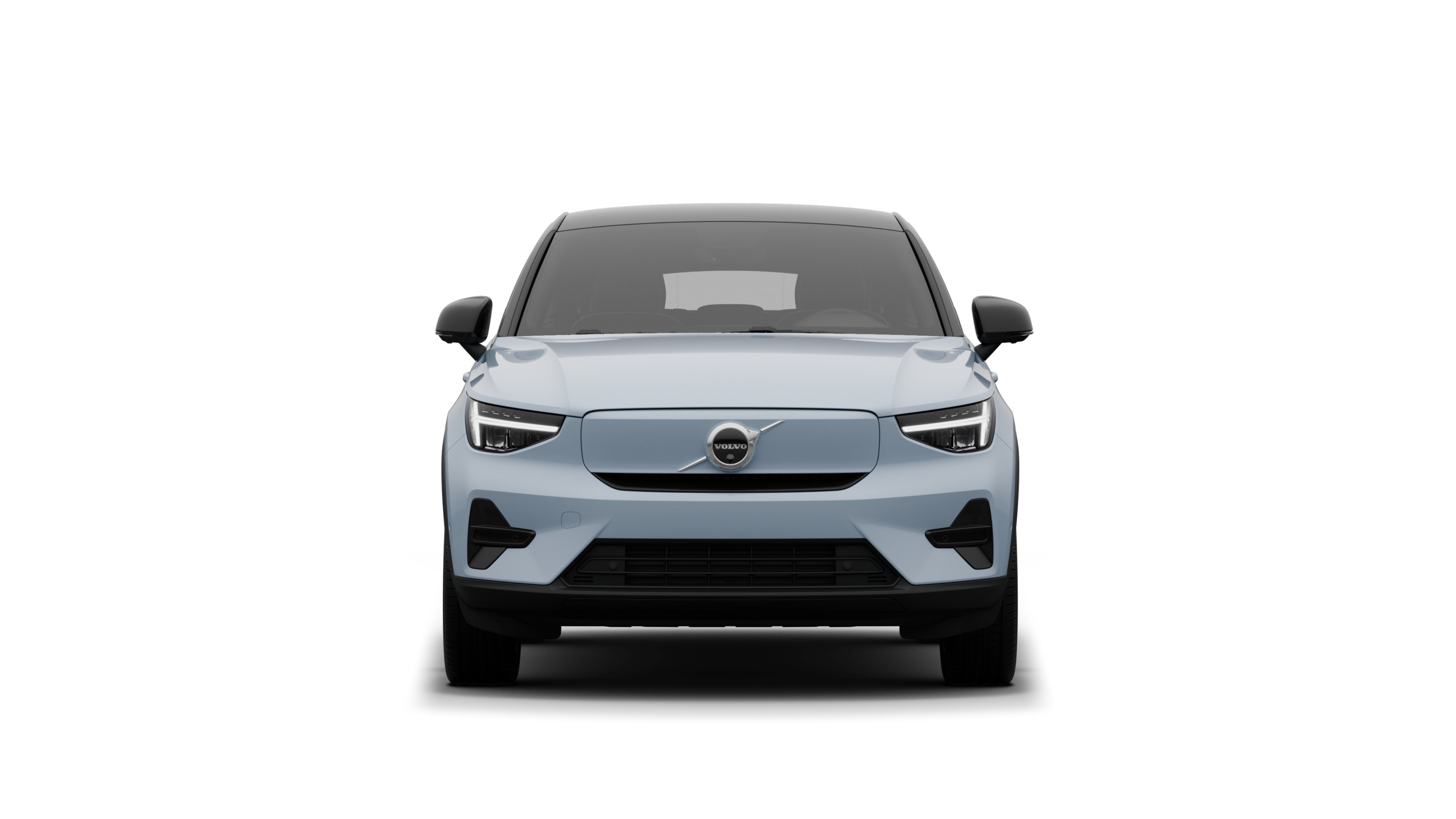 Εμπρός όψη ενός αυτοκινήτου Volvo σε απλό φόντο στούντιο.