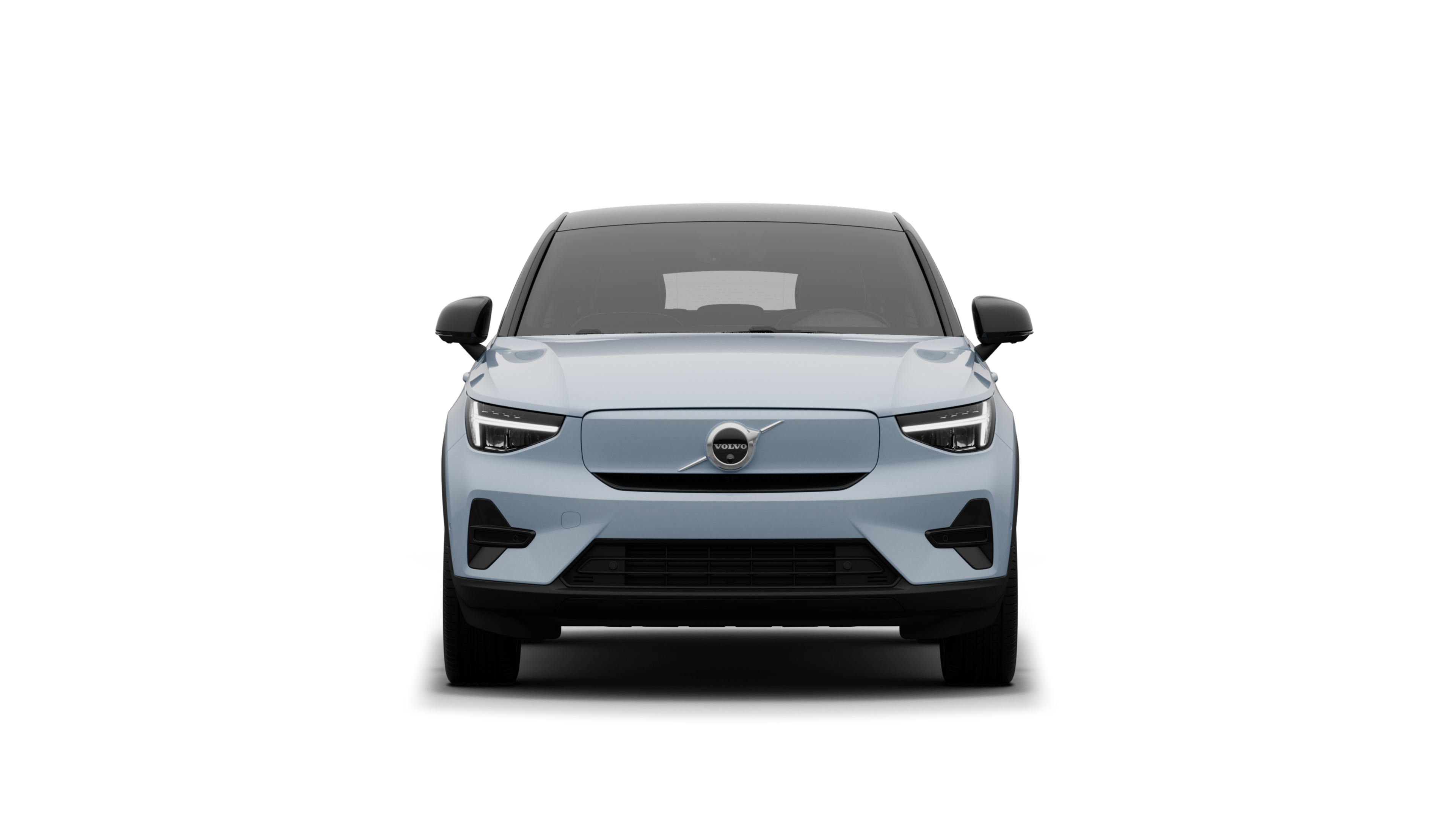 Εμπρός όψη ενός αυτοκινήτου Volvo σε απλό φόντο στούντιο.