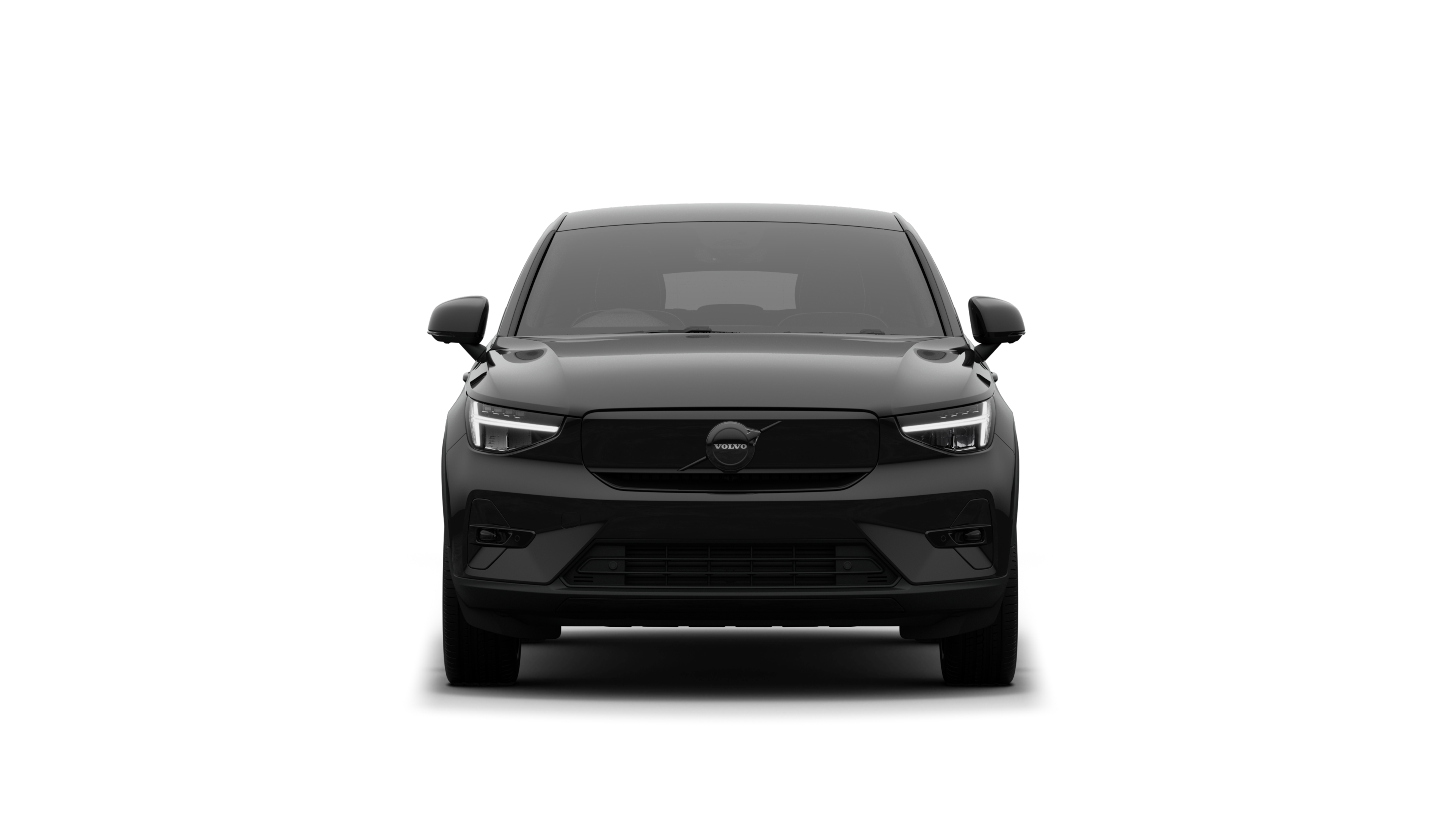 Front view of a Volvo car in a plain studio background.