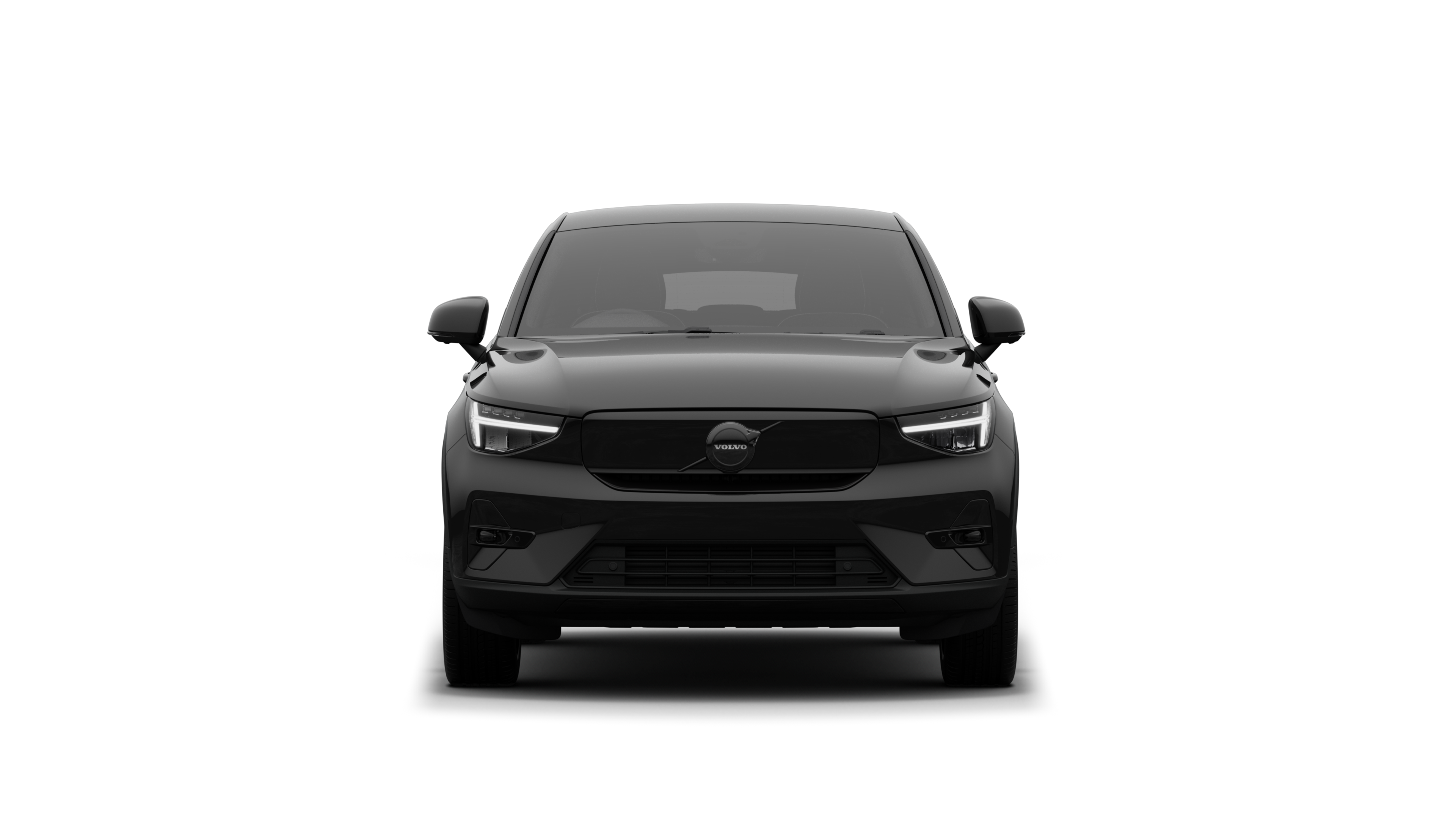 Front view of a Volvo car in a plain studio background.