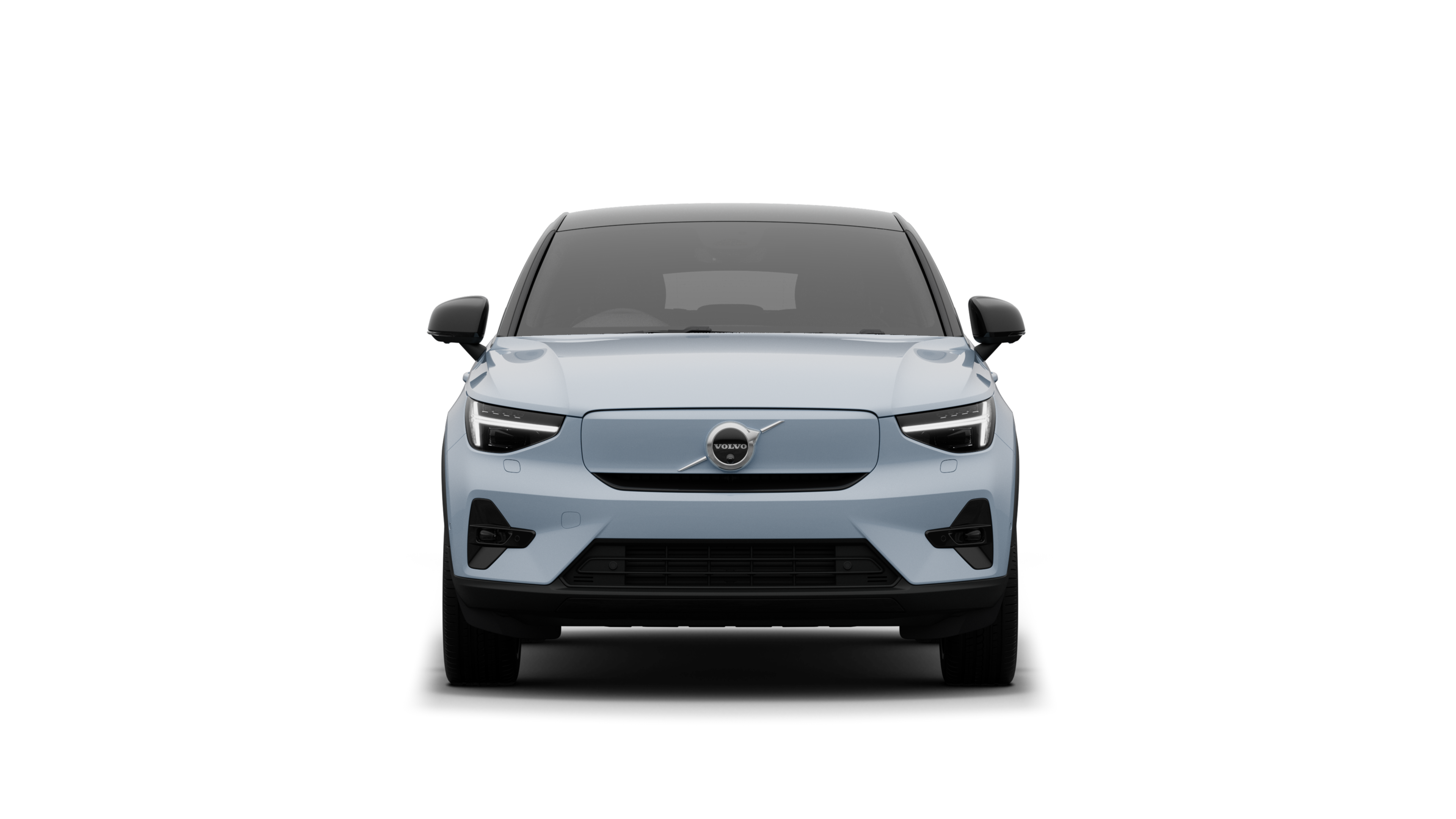 Front view of a Volvo car in a plain studio background.