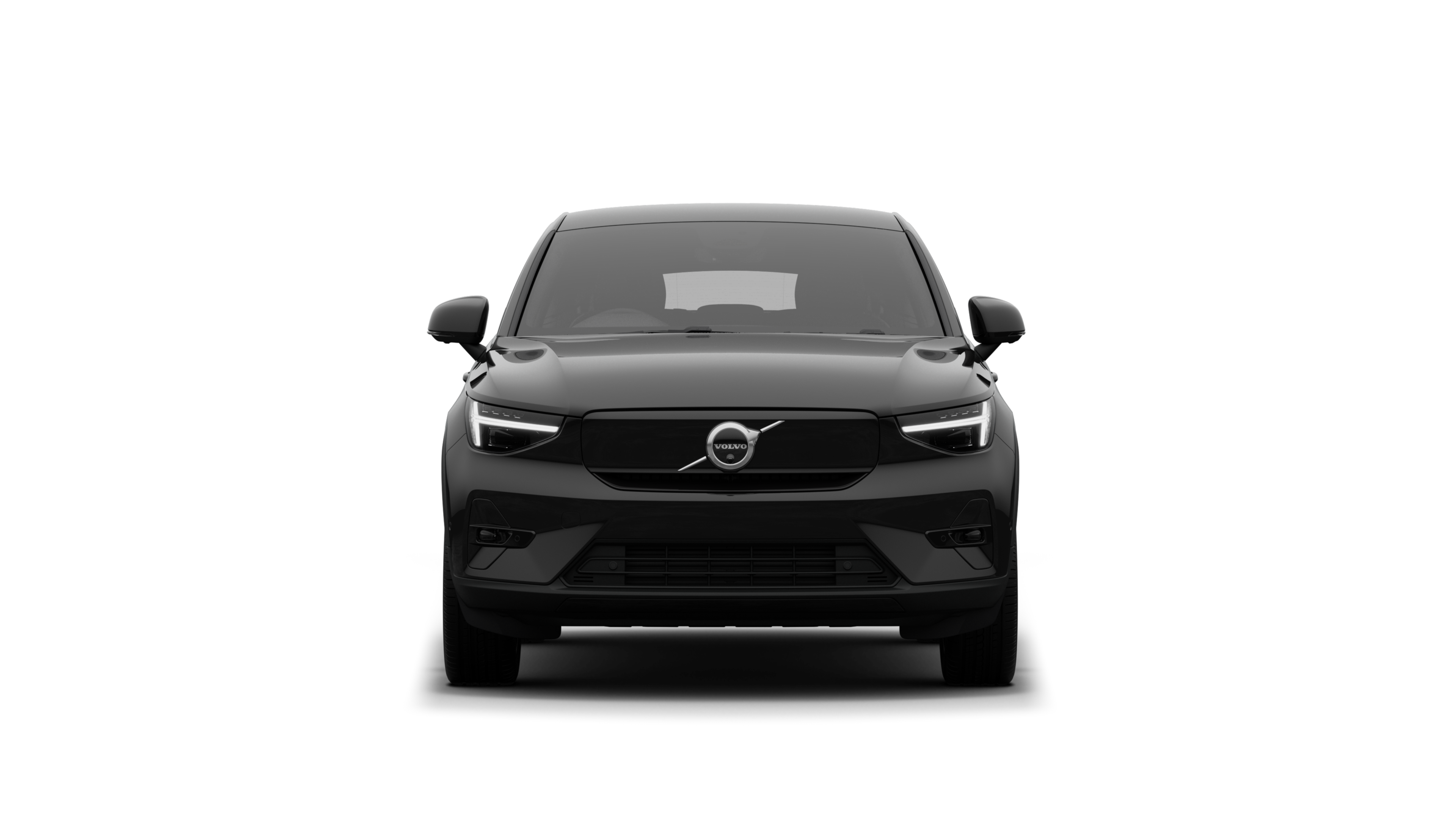 Front view of a Volvo car in a plain studio background.