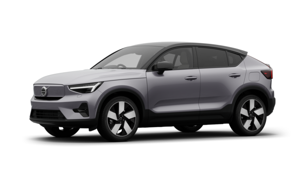 Volvo car exterior in three-quarter view, plain studio background.