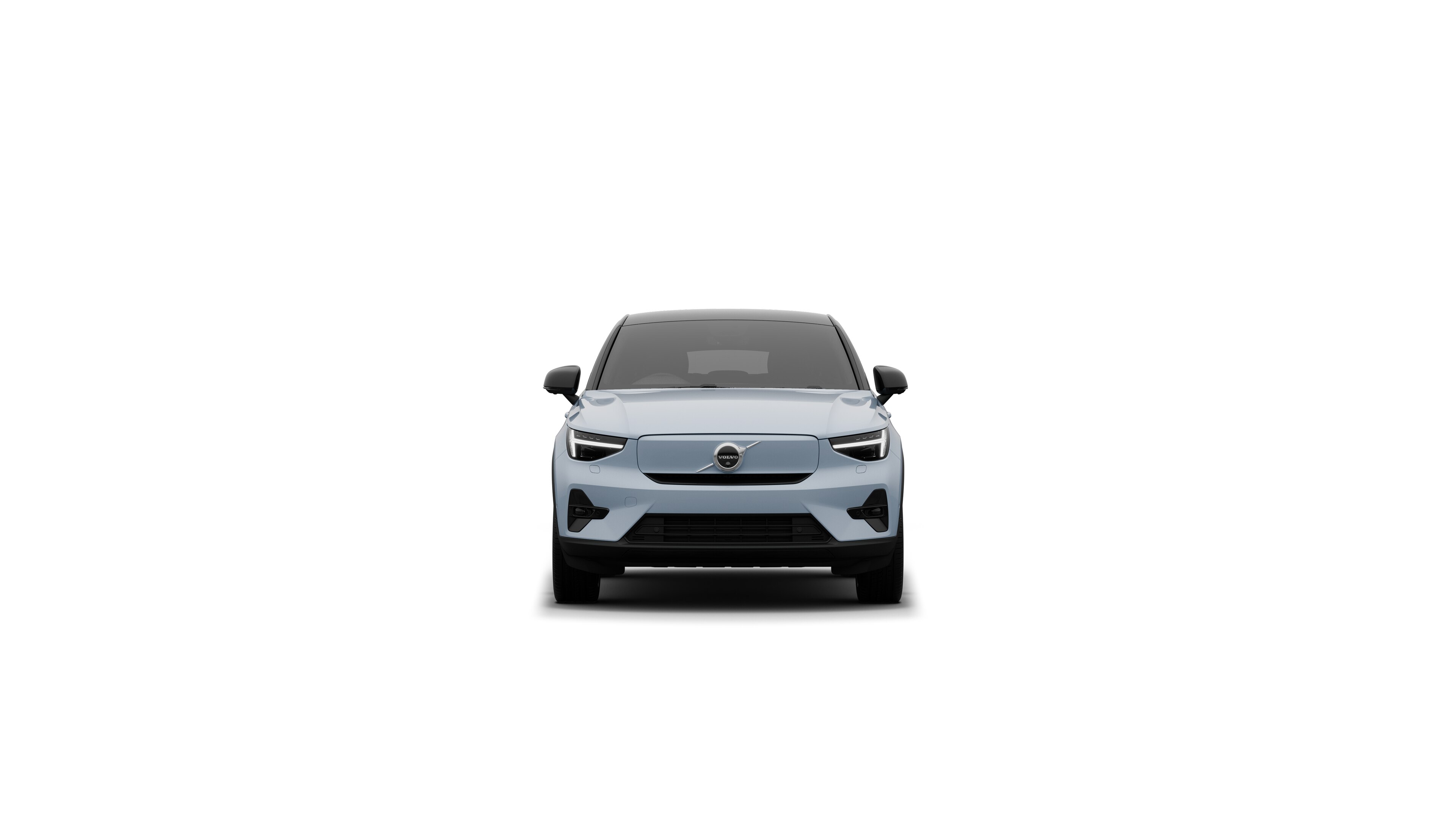 Volvo car front view in a plain studio background.