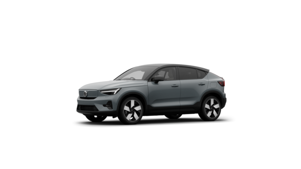 Volvo car exterior three-quarter view in a plain studio background.