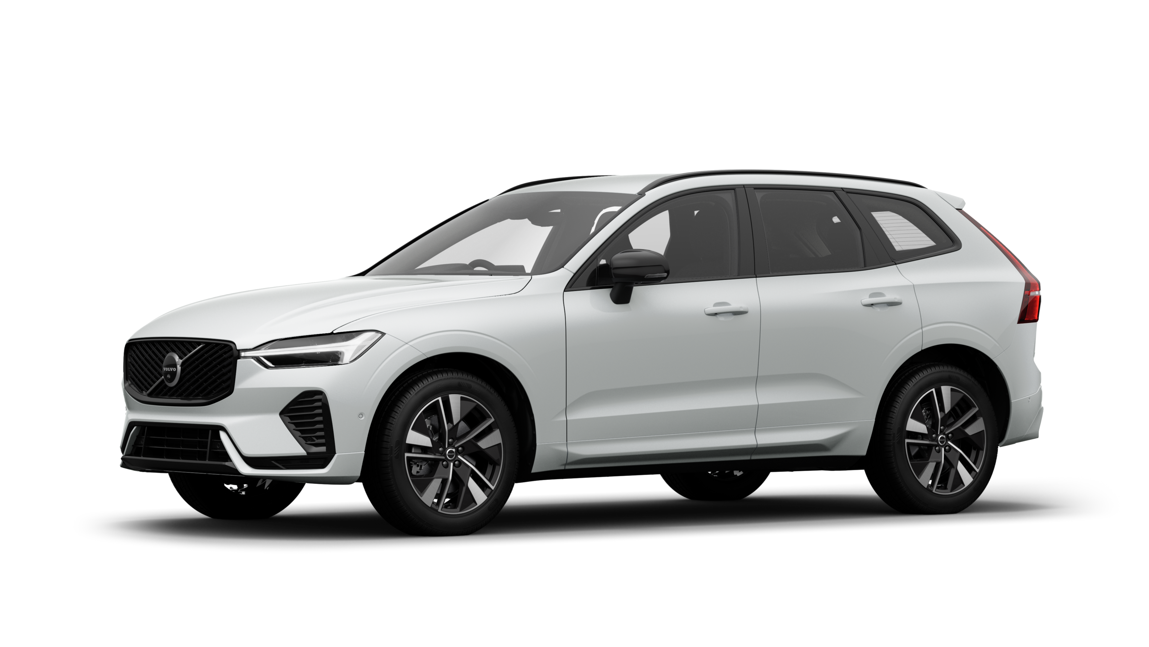 Volvo car exterior in three-quarter view, plain studio background.