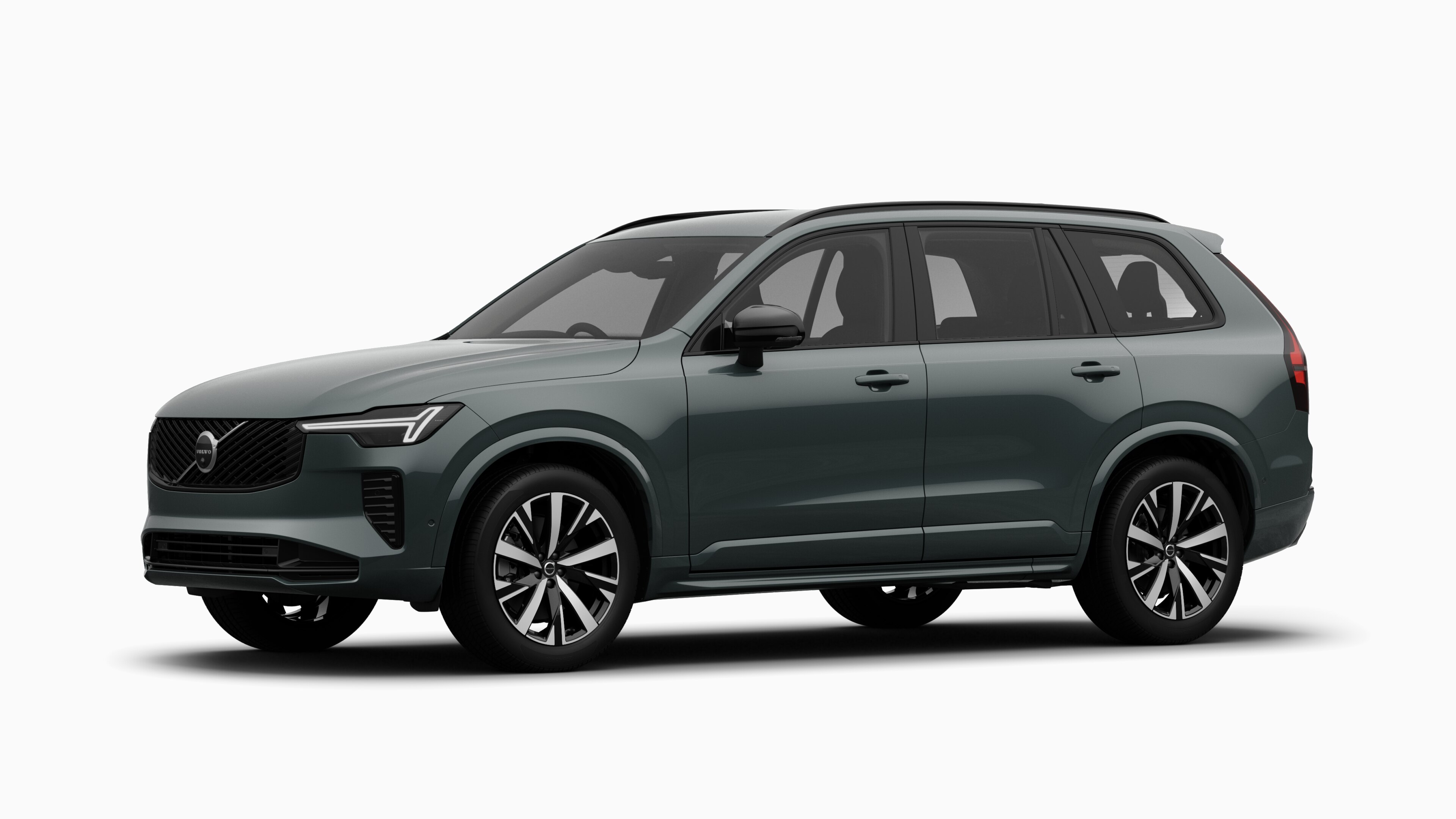 Volvo car exterior in three-quarter view, plain studio background.
