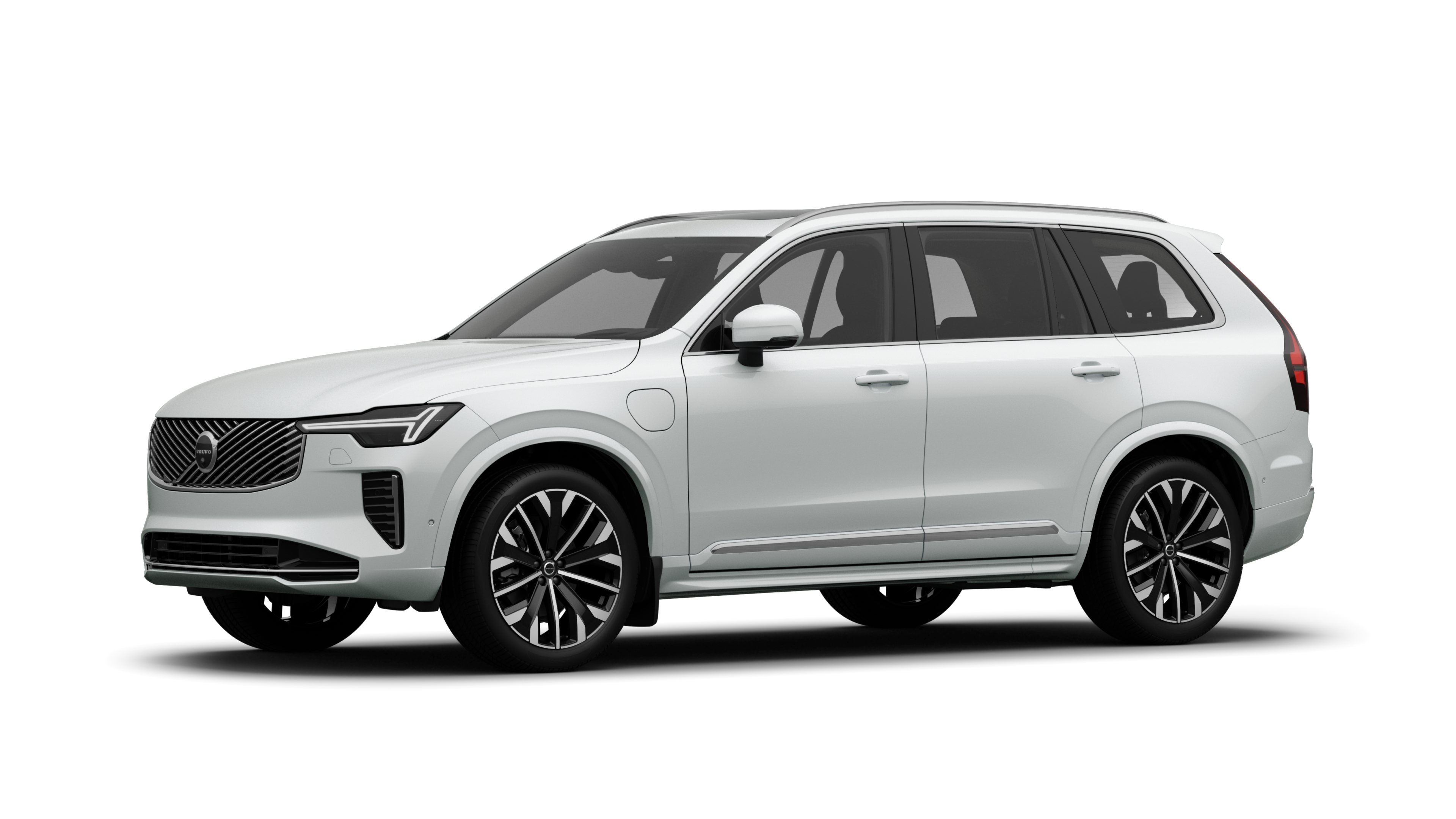 Volvobilens exteriör i trekvartsvy, vanlig studiobakgrund.