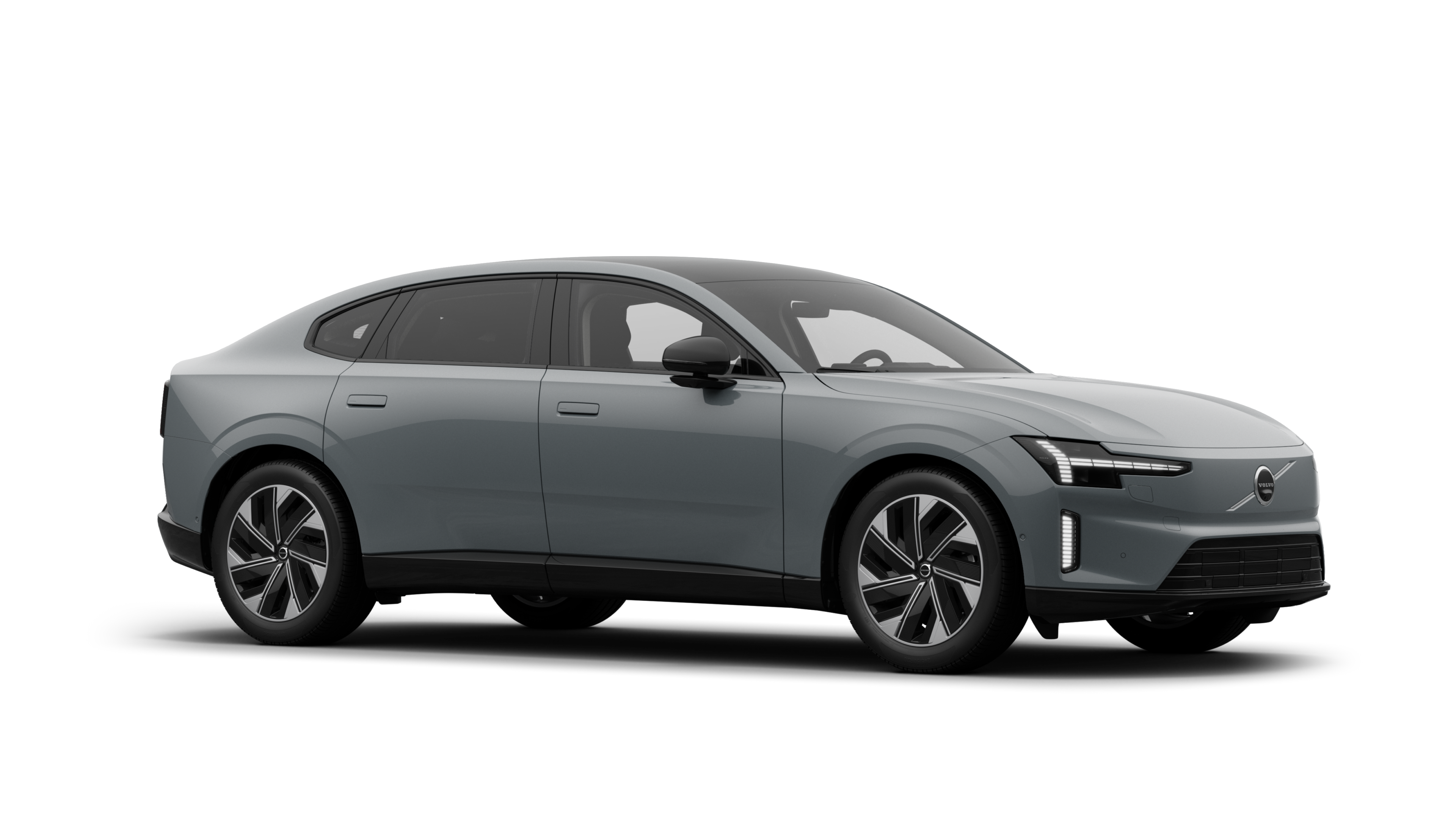 Volvo-auto ulkoa, kolmen neljänneksen näkymä tavallisella studiotaustalla.