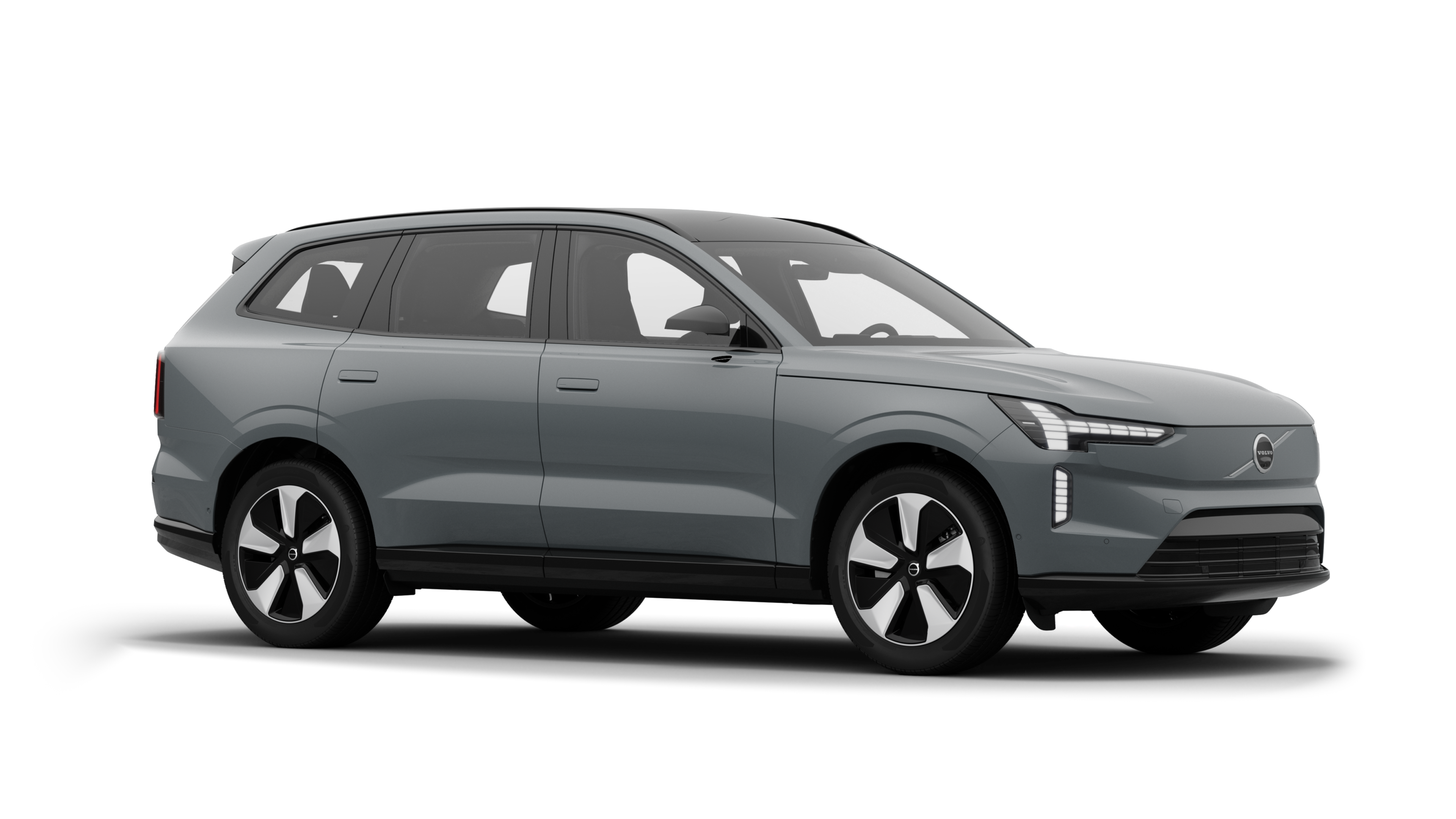A Volvo külseje, háromnegyed nézet egy egyszerű stúdió háttérben.