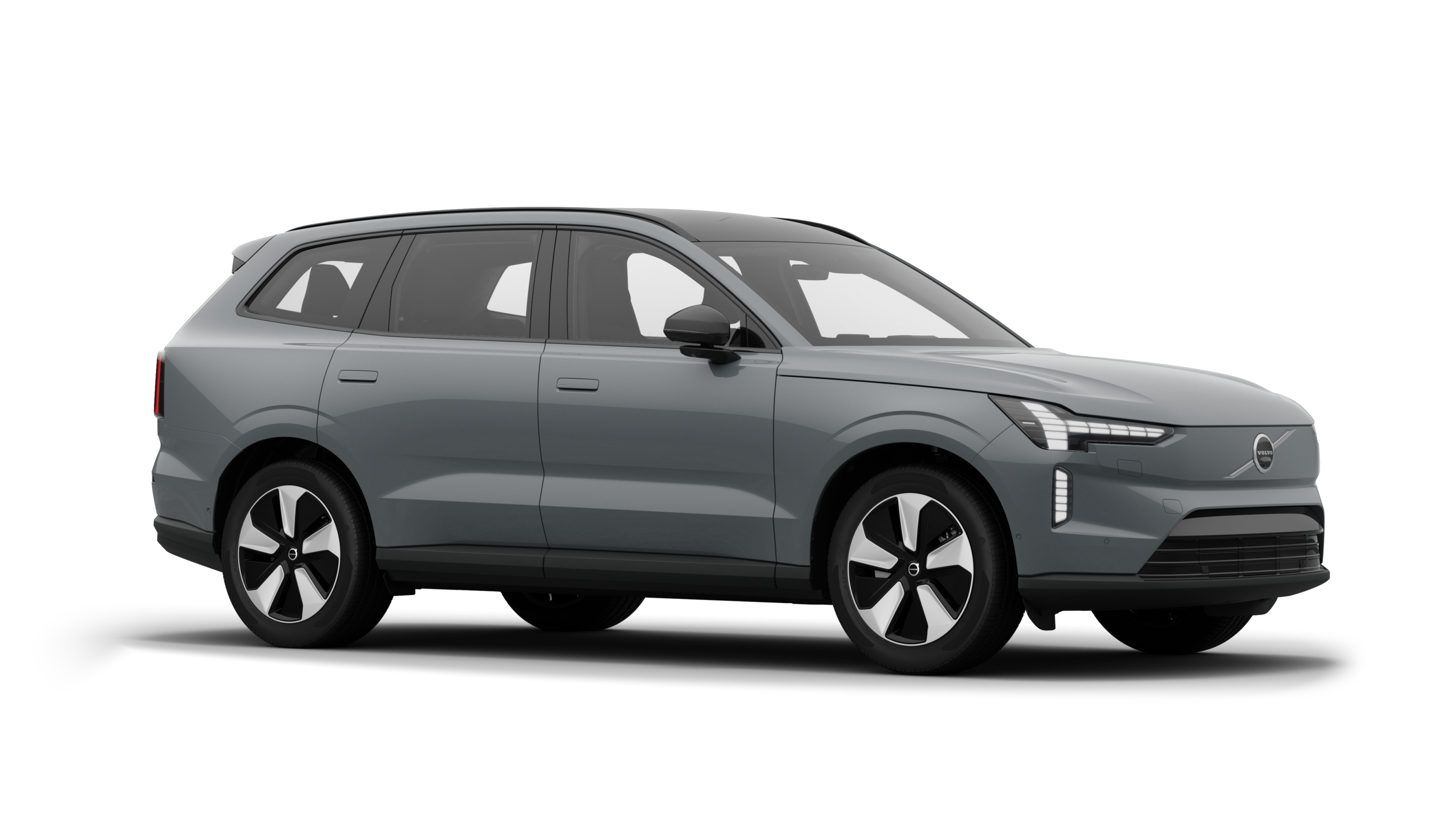 Volvo car exterior, three-quarter view in a plain studio background.