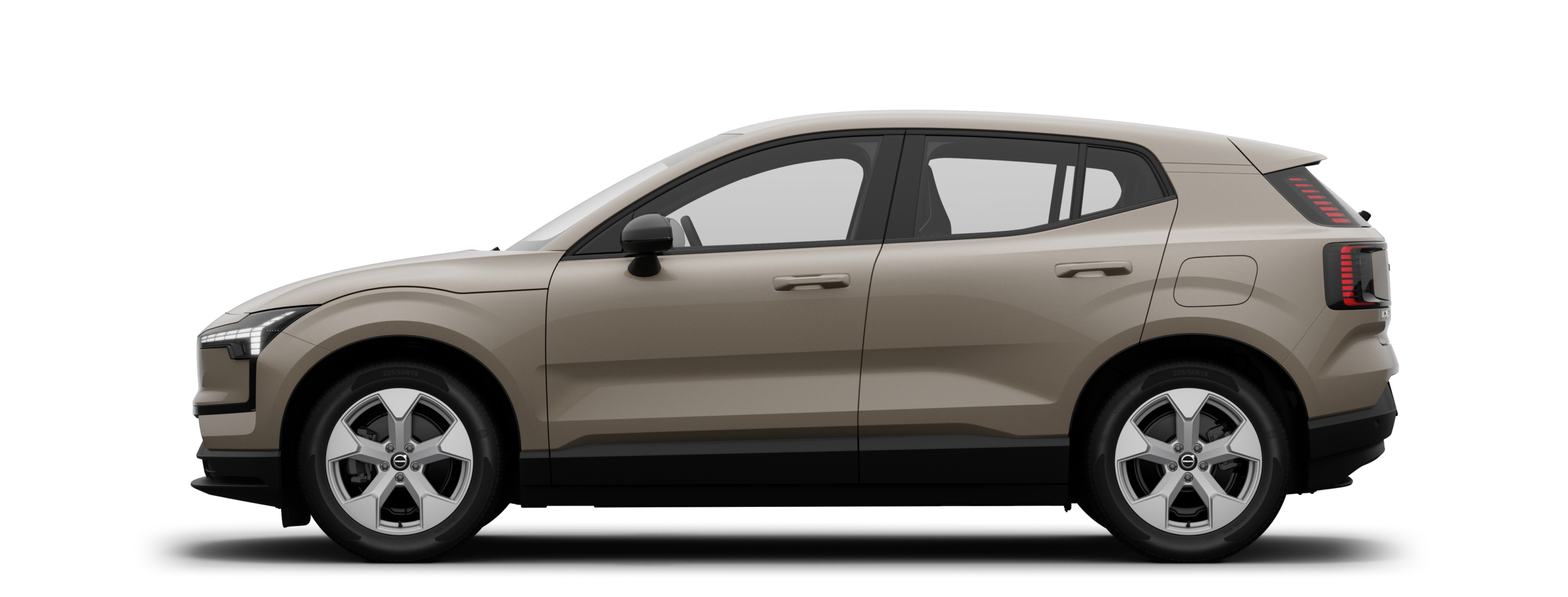 Zijaanzicht van een EX30 Elektrisch