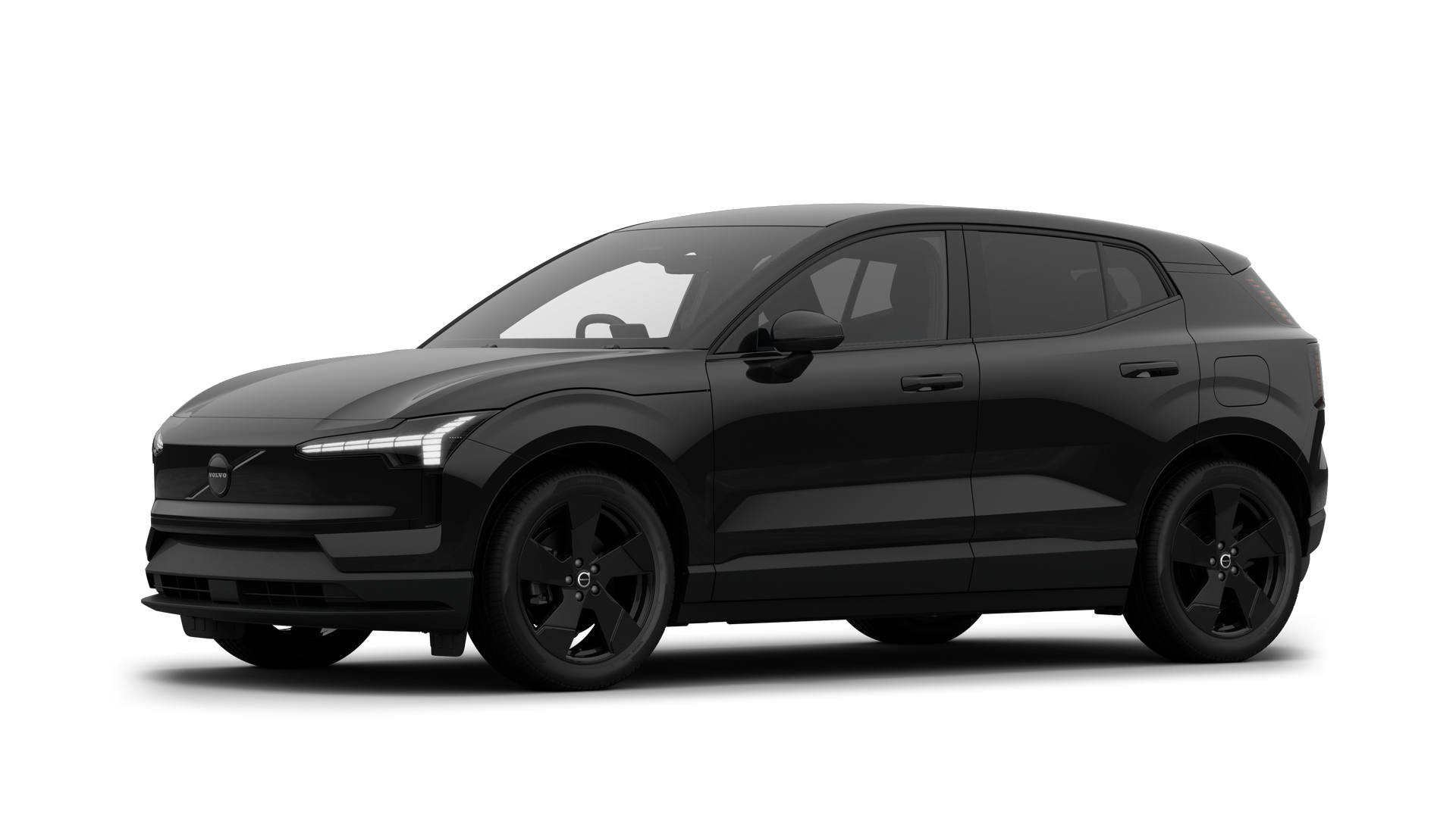 Volvo car exterior in three-quarter view, plain studio background.