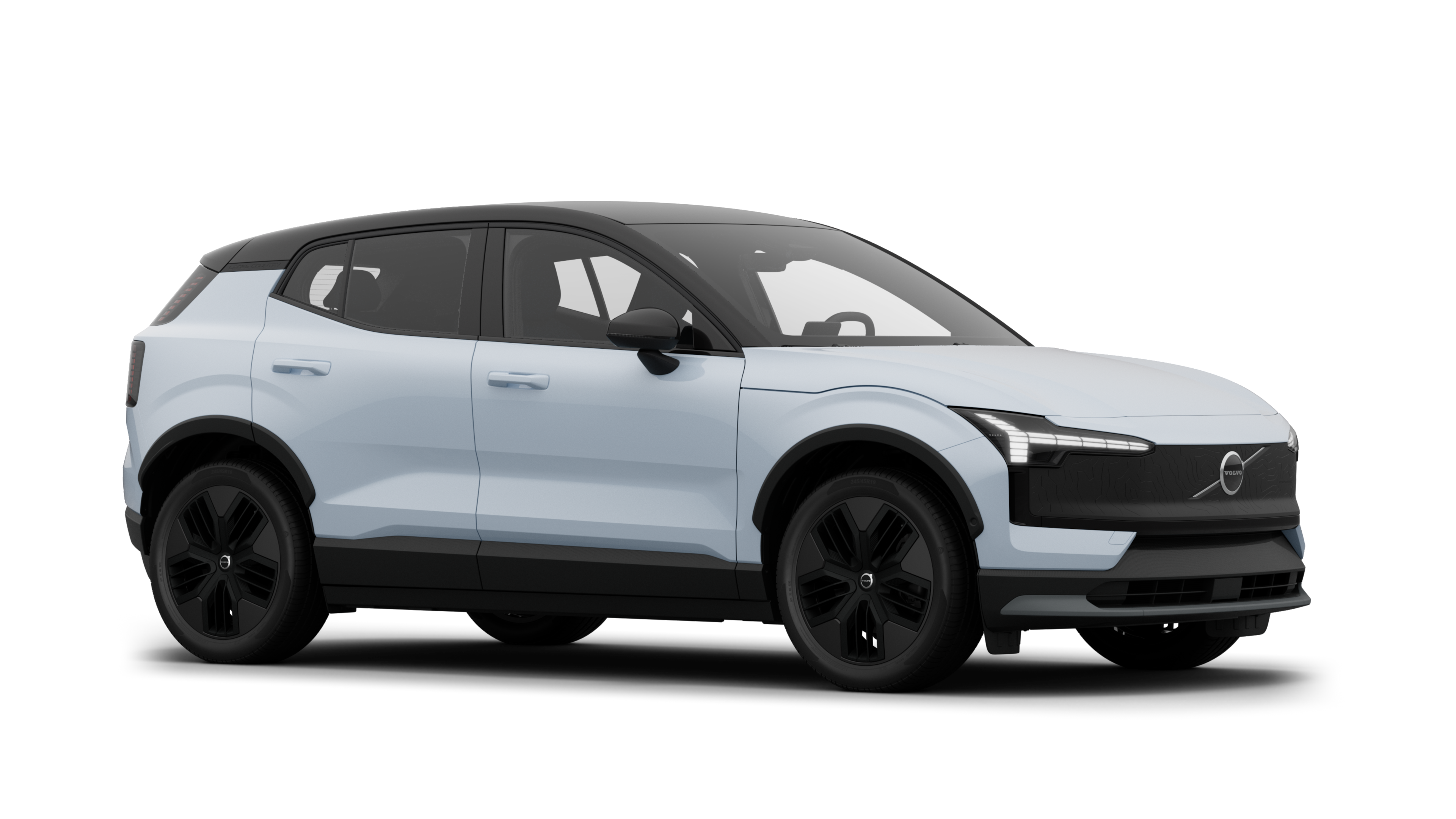 Exteriér vozidla Volvo, pohľad z troch štvrtín na pozadí obyčajného štúdia.