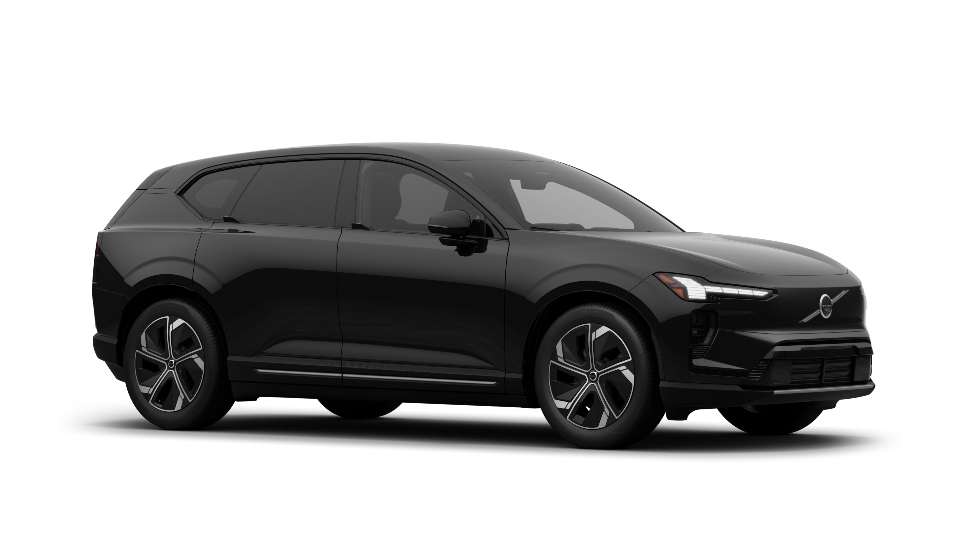 Volvo car exterior, three-quarter view in a plain studio background.