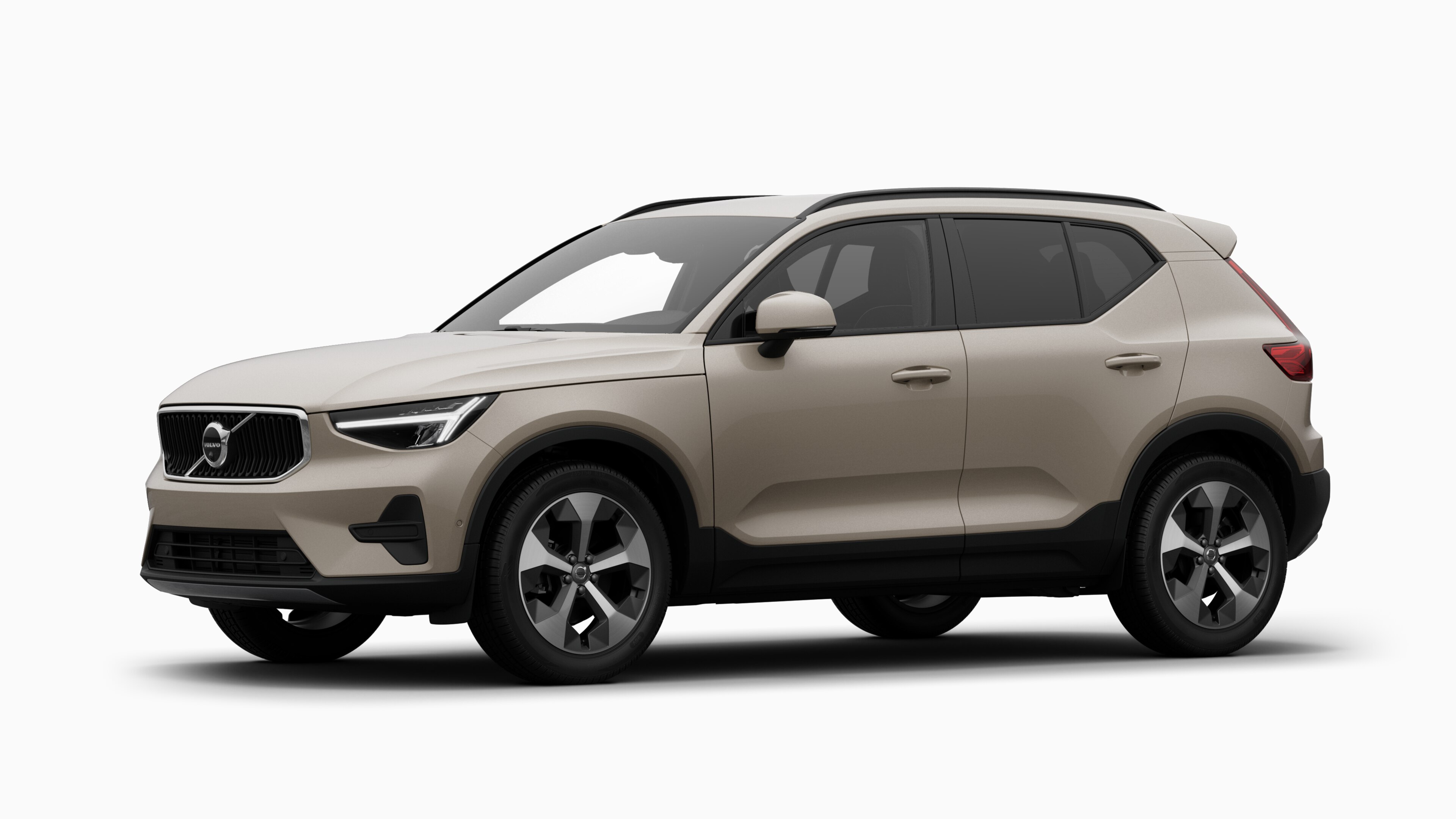 Το εξωτερικό ενός αυτοκινήτου Volvo σε προβολή τριών τετάρτων, σε απλό φόντο στούντιο.
