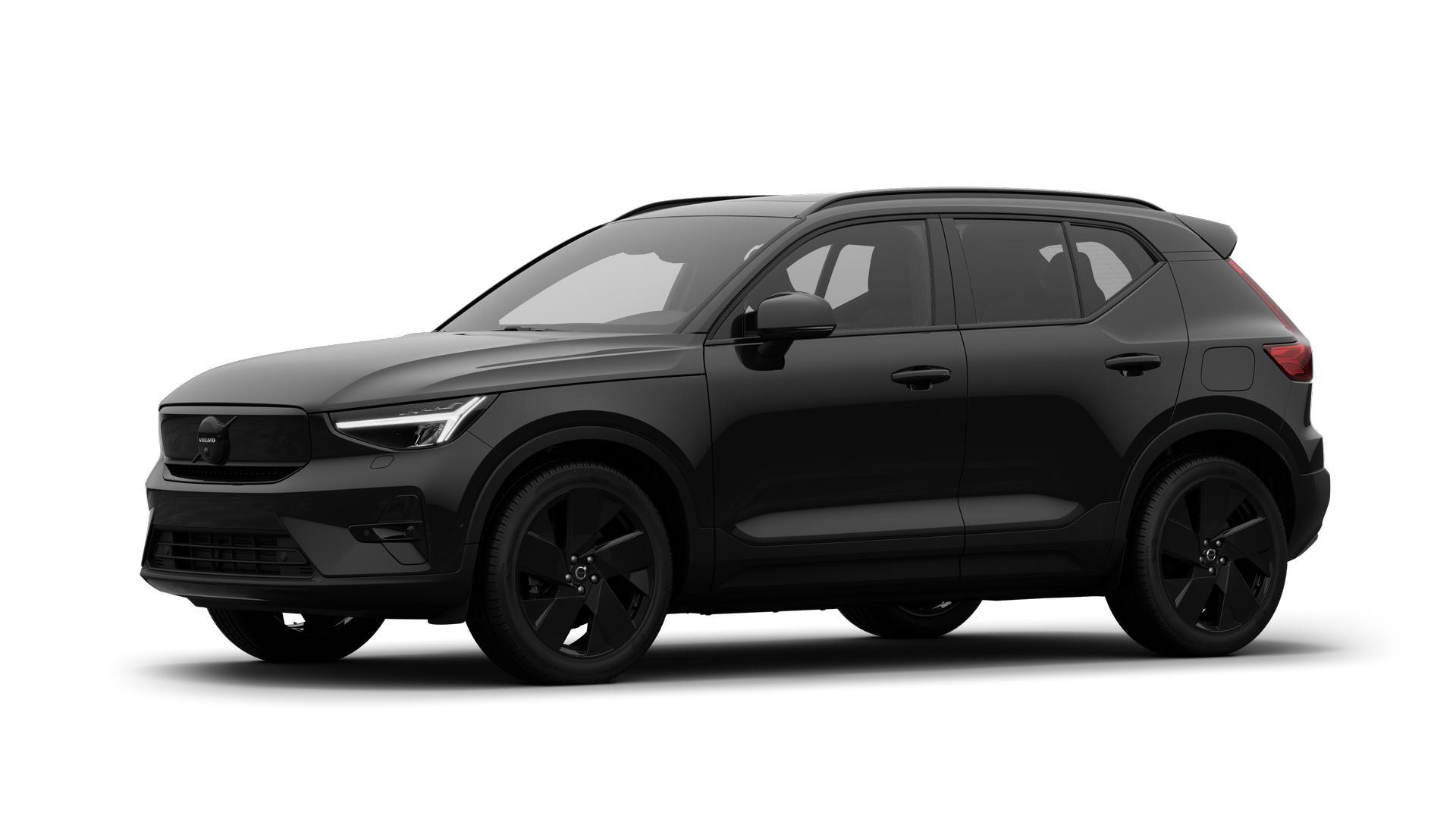 Volvo-bilens eksteriør i trekvartvisning, almindelig studiebaggrund.