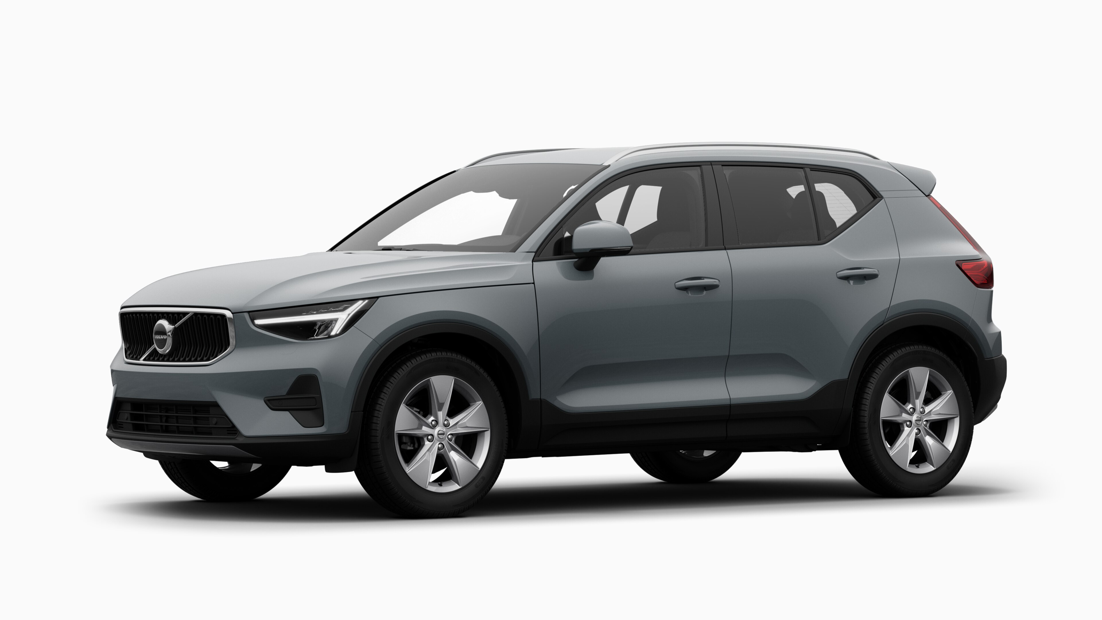 Exteriorul mașinii Volvo într-o vedere pe trei sferturi, fundal simplu de studio.