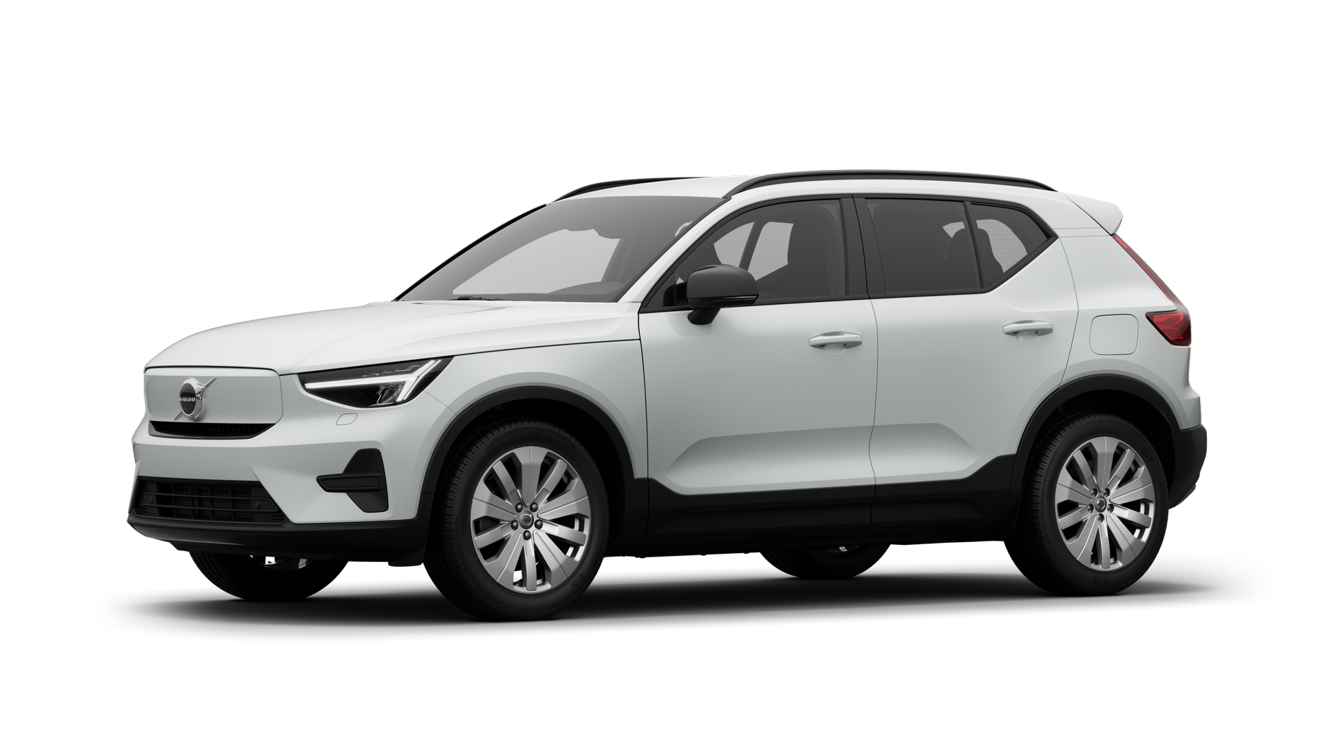 Volvo-eksteriør i trekvart visning, vanlig studiobakgrunn.